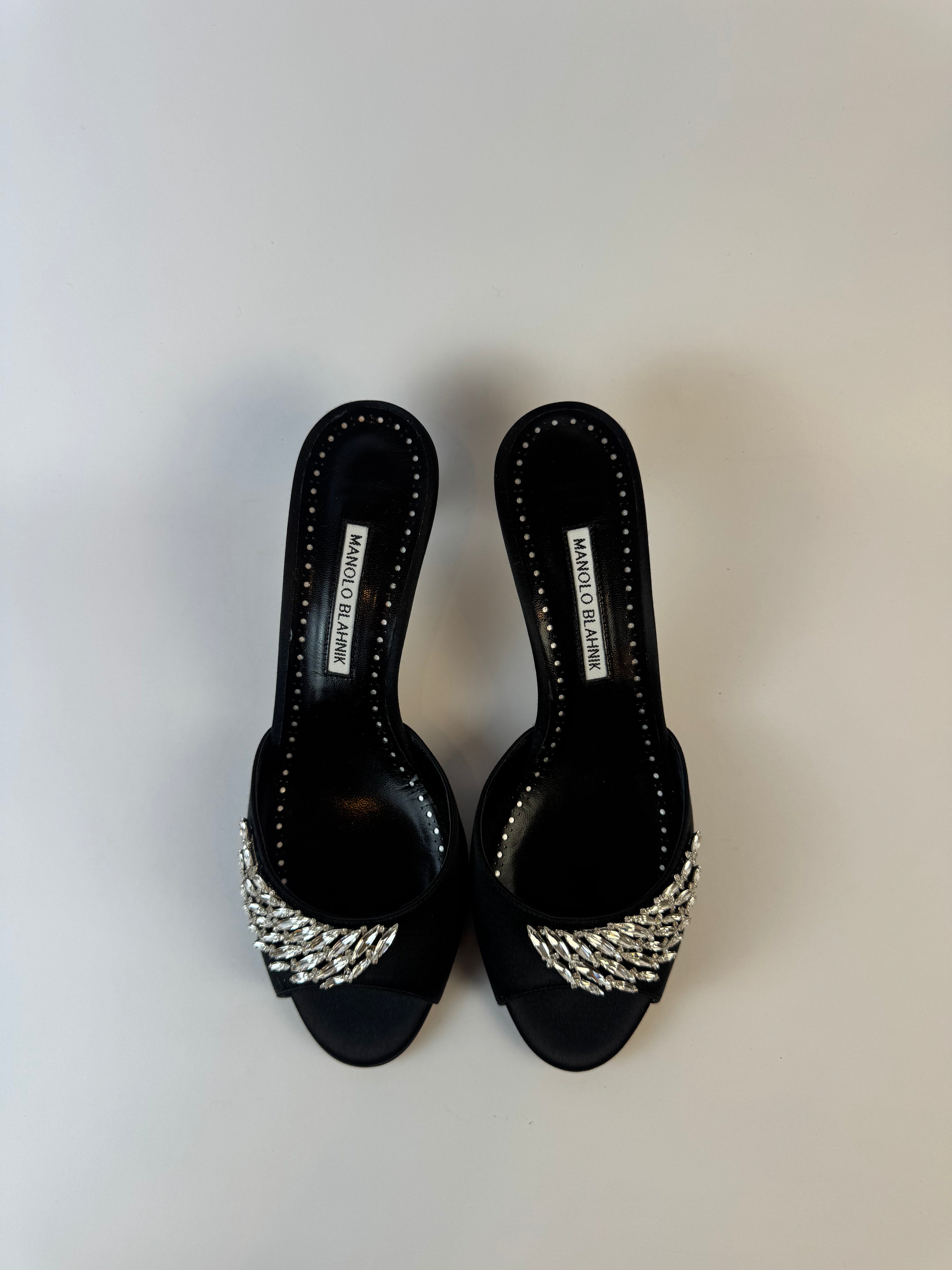 Manolo Blahnik Embellished Slide Heels 38.5