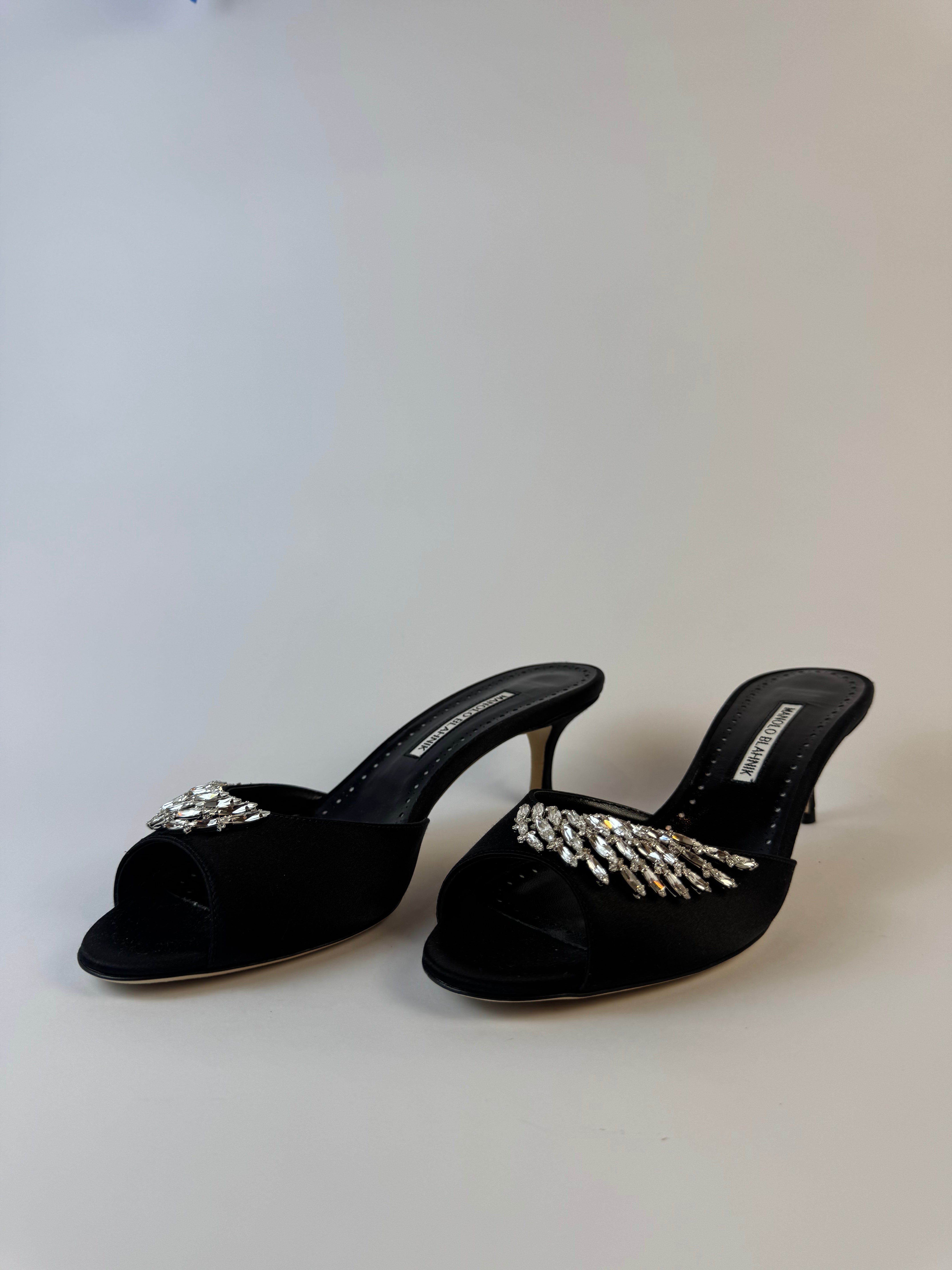 Manolo Blahnik Embellished Slide Heels 38.5