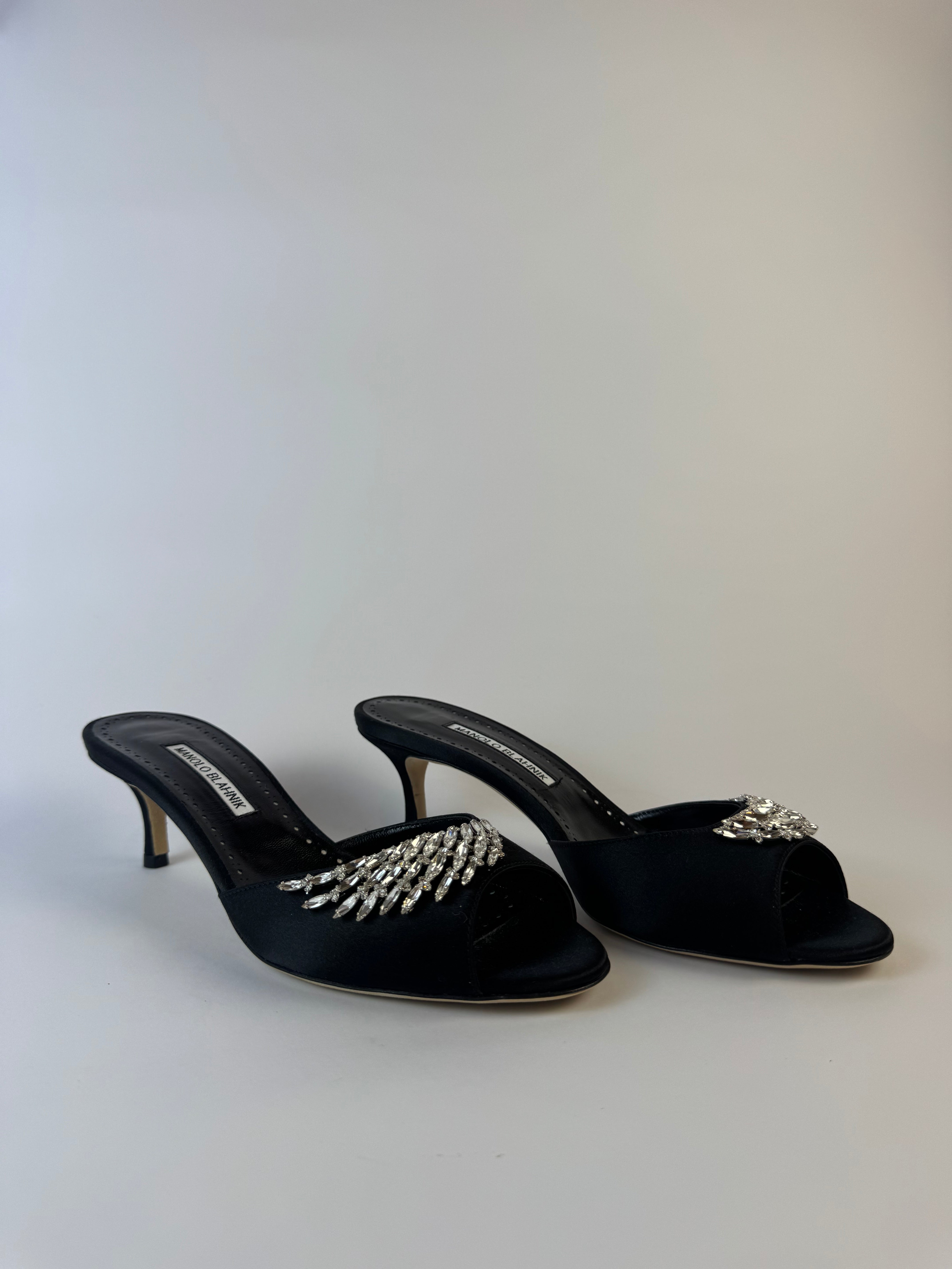 Manolo Blahnik Embellished Slide Heels 38.5