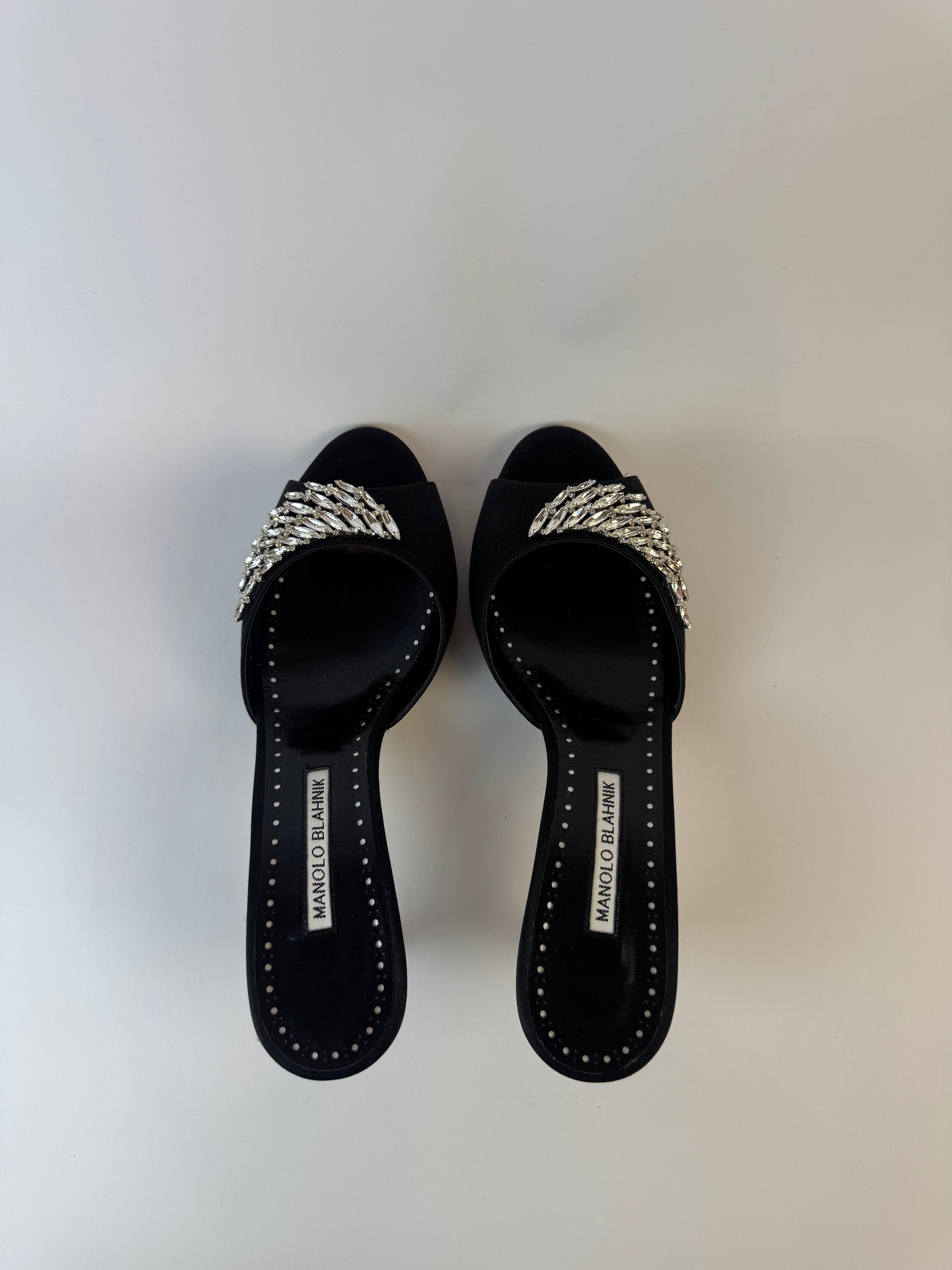 Manolo Blahnik Embellished Slide Heels 38.5