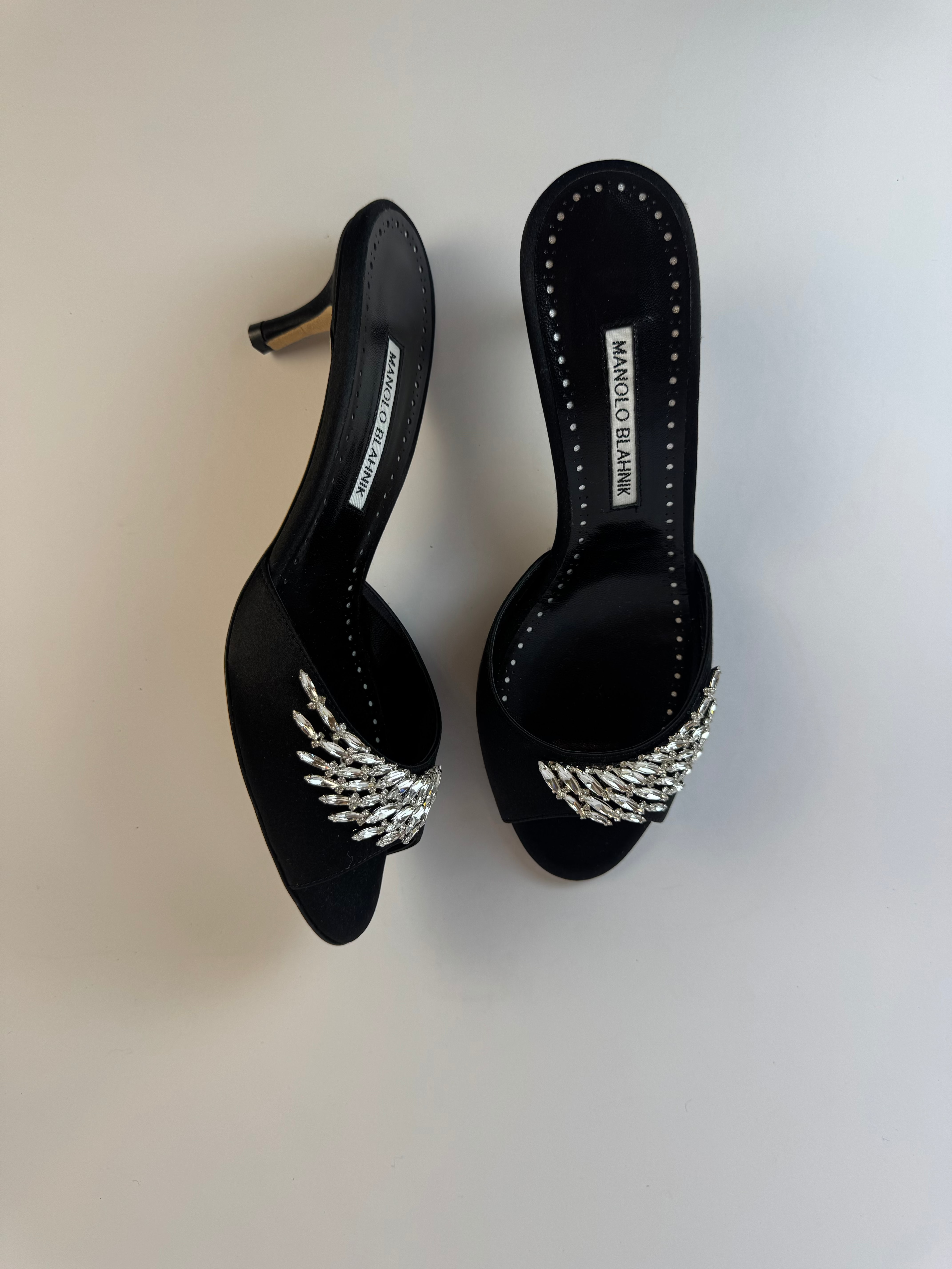 Manolo Blahnik Embellished Slide Heels 38.5