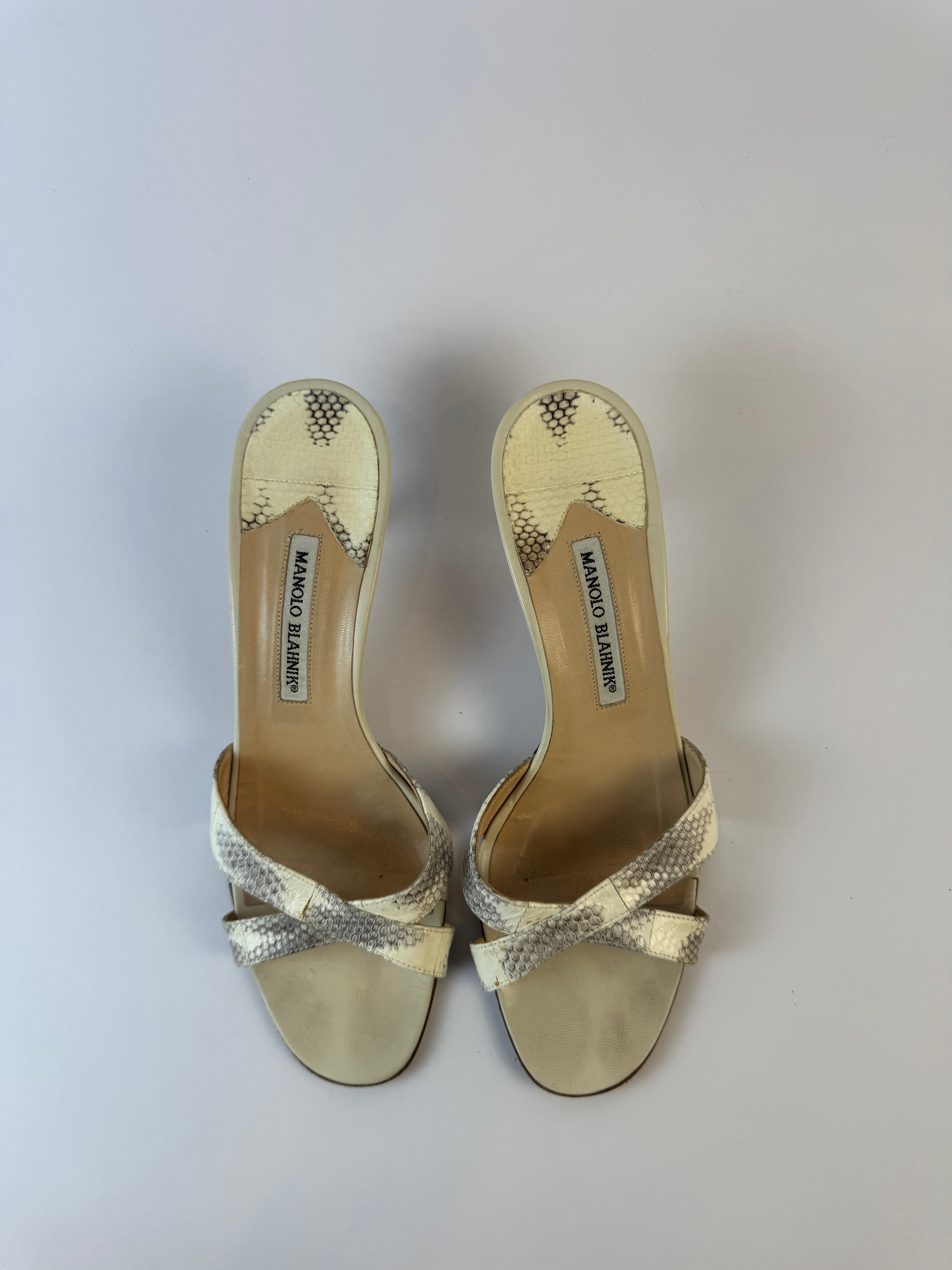 Manolo Blahnik Python Slide Heels 40