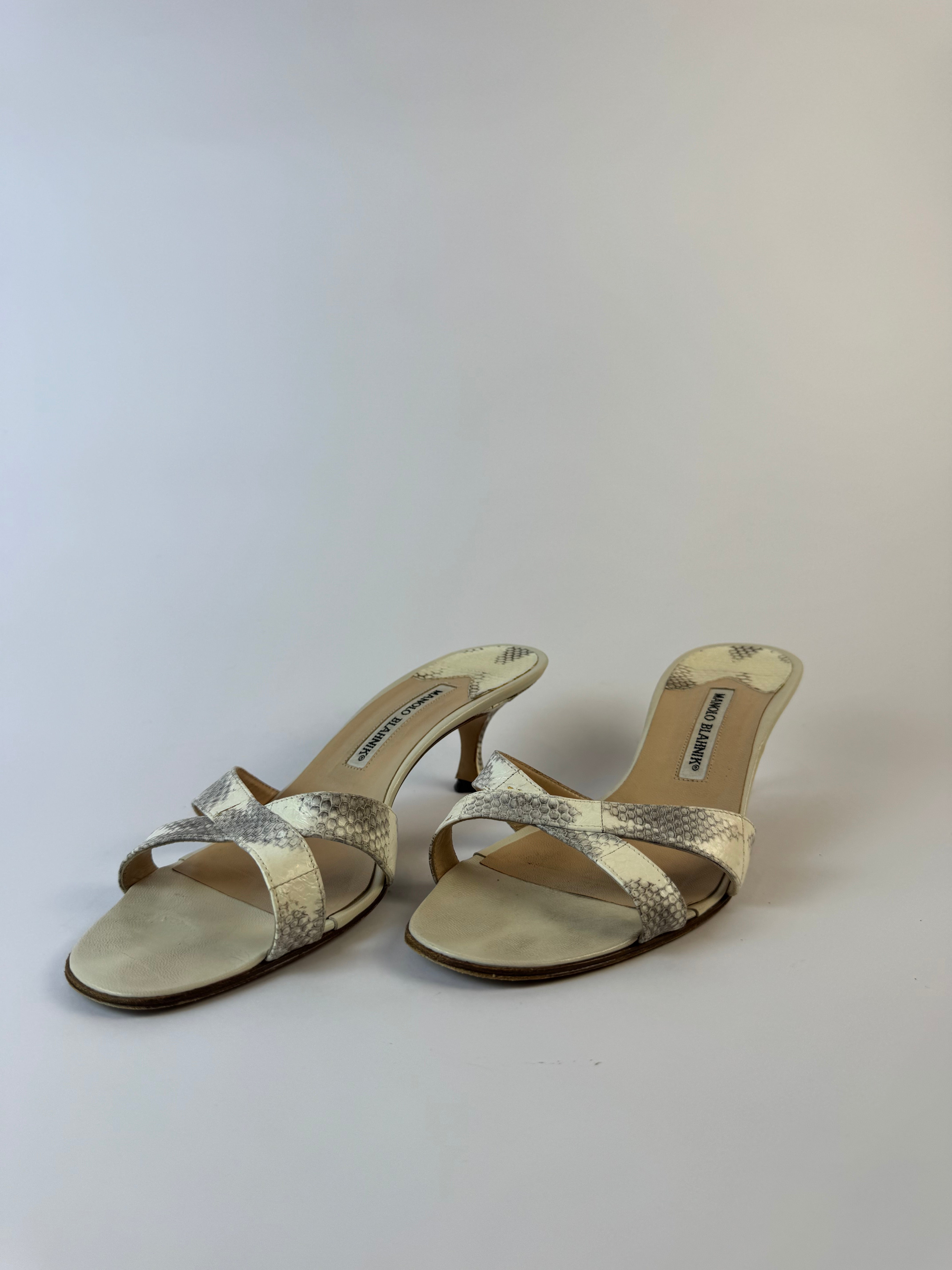 Manolo Blahnik Python Slide Heels 40