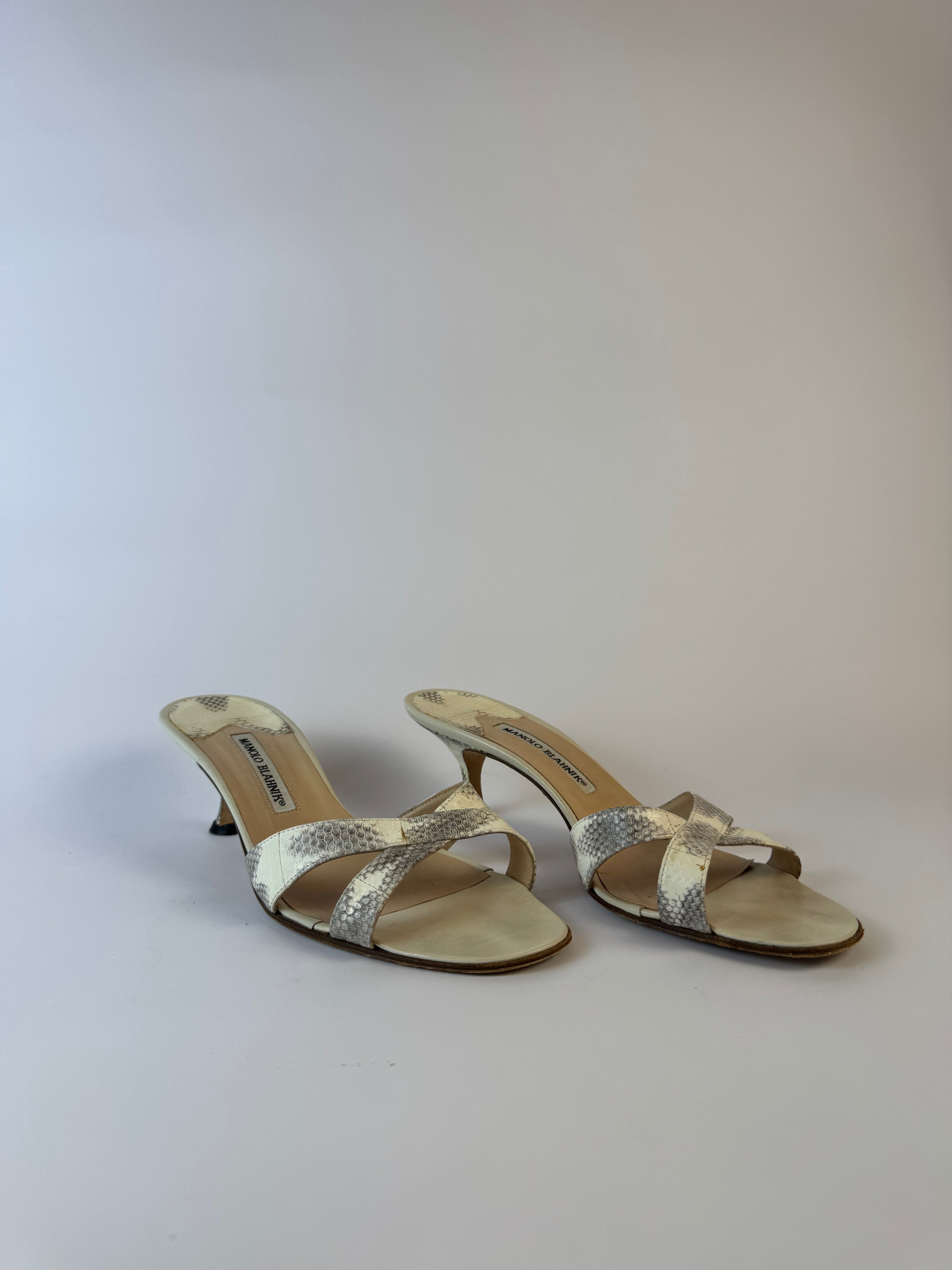 Manolo Blahnik Python Slide Heels 40