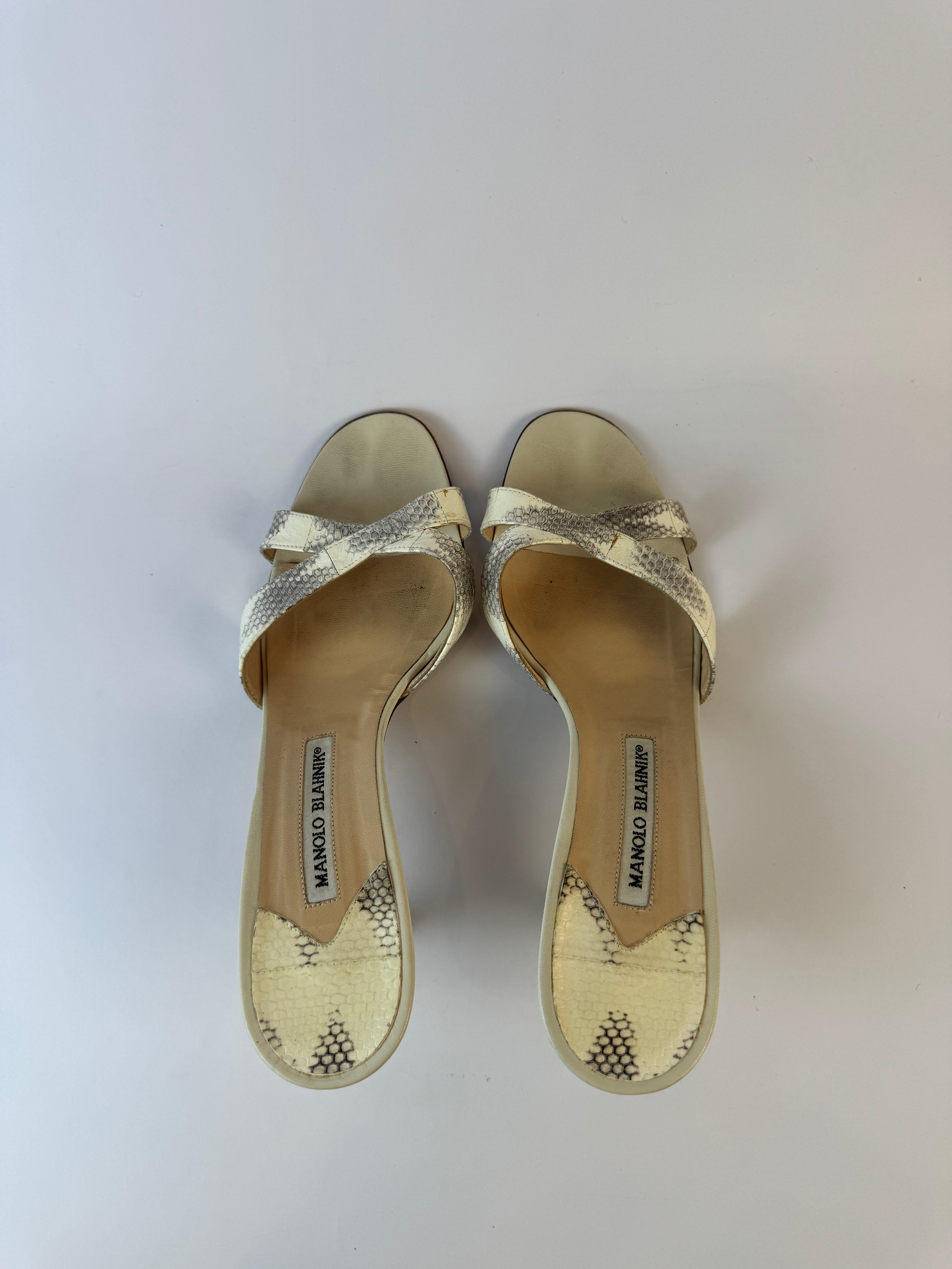 Manolo Blahnik Python Slide Heels 40