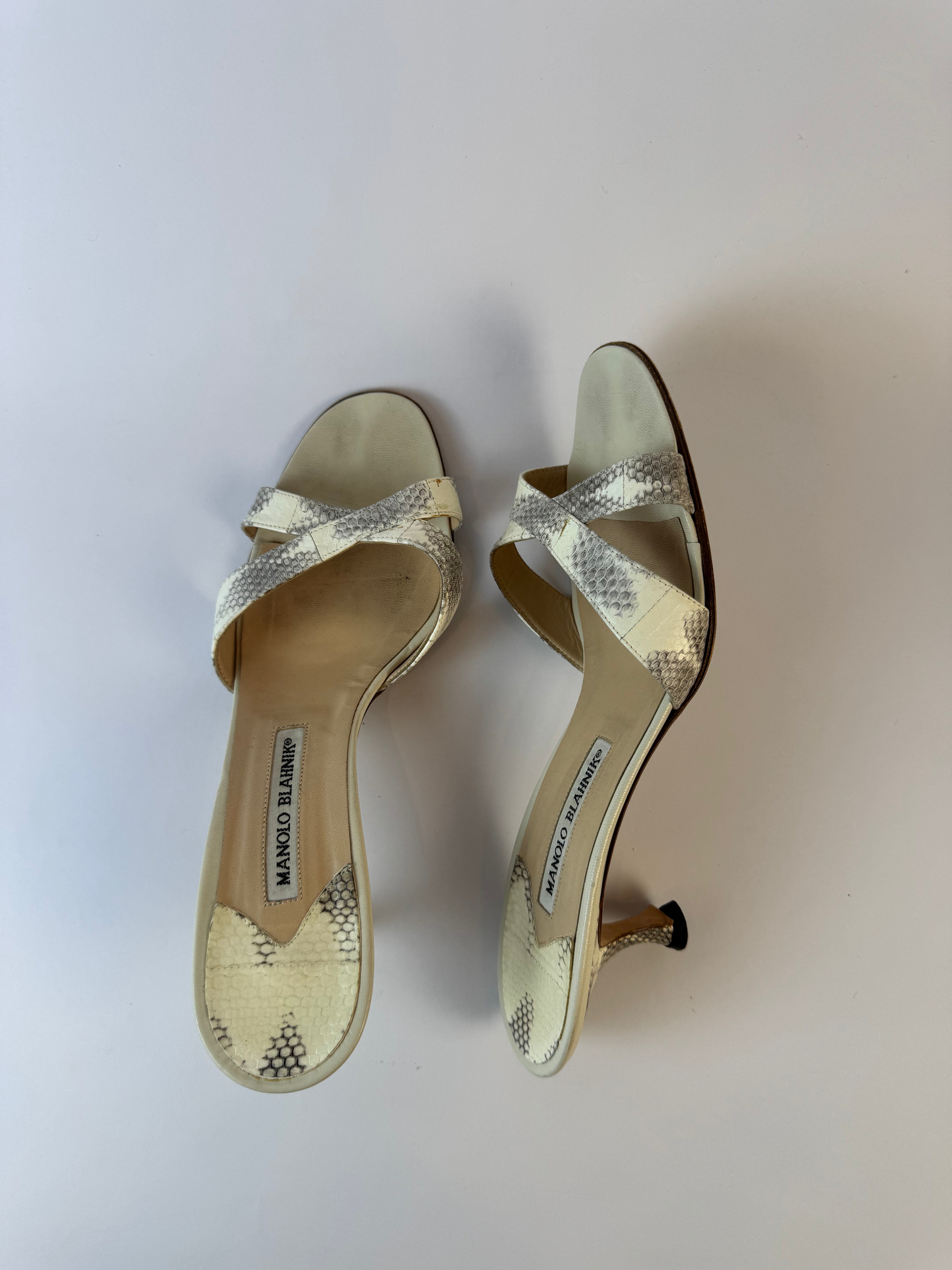 Manolo Blahnik Python Slide Heels 40