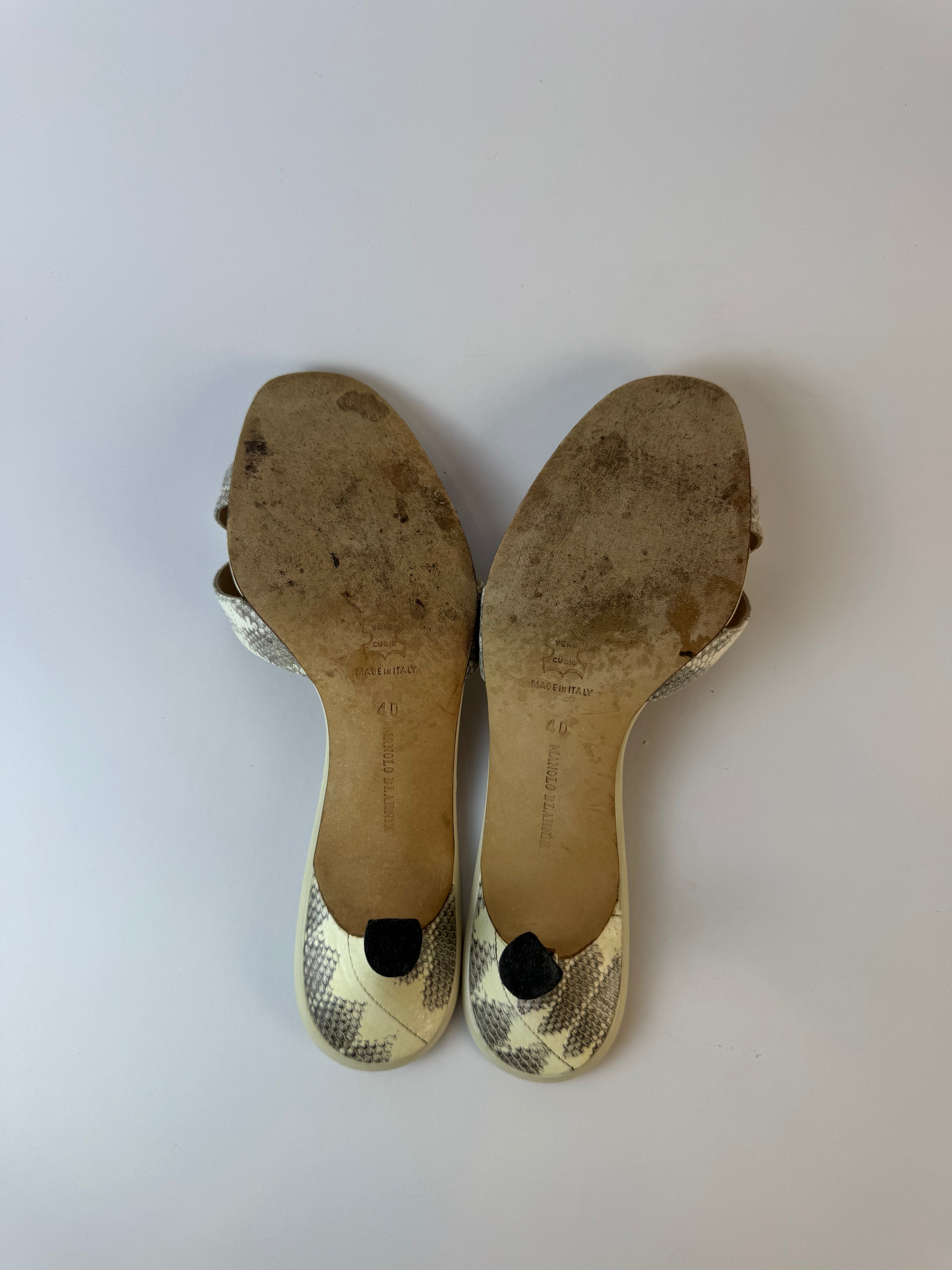 Manolo Blahnik Python Slide Heels 40