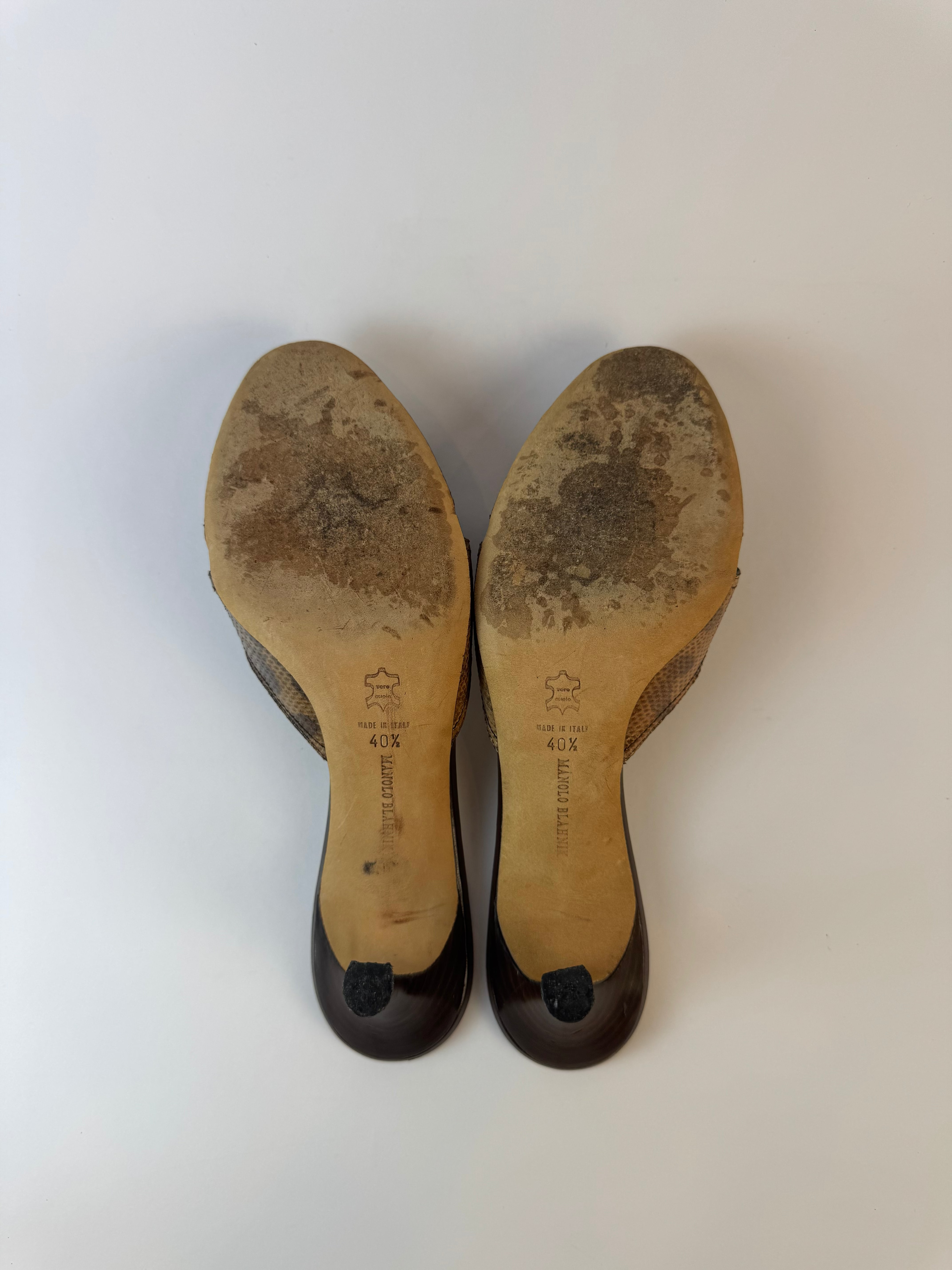 Manolo Blahnik Snakeskin Slides 40.5
