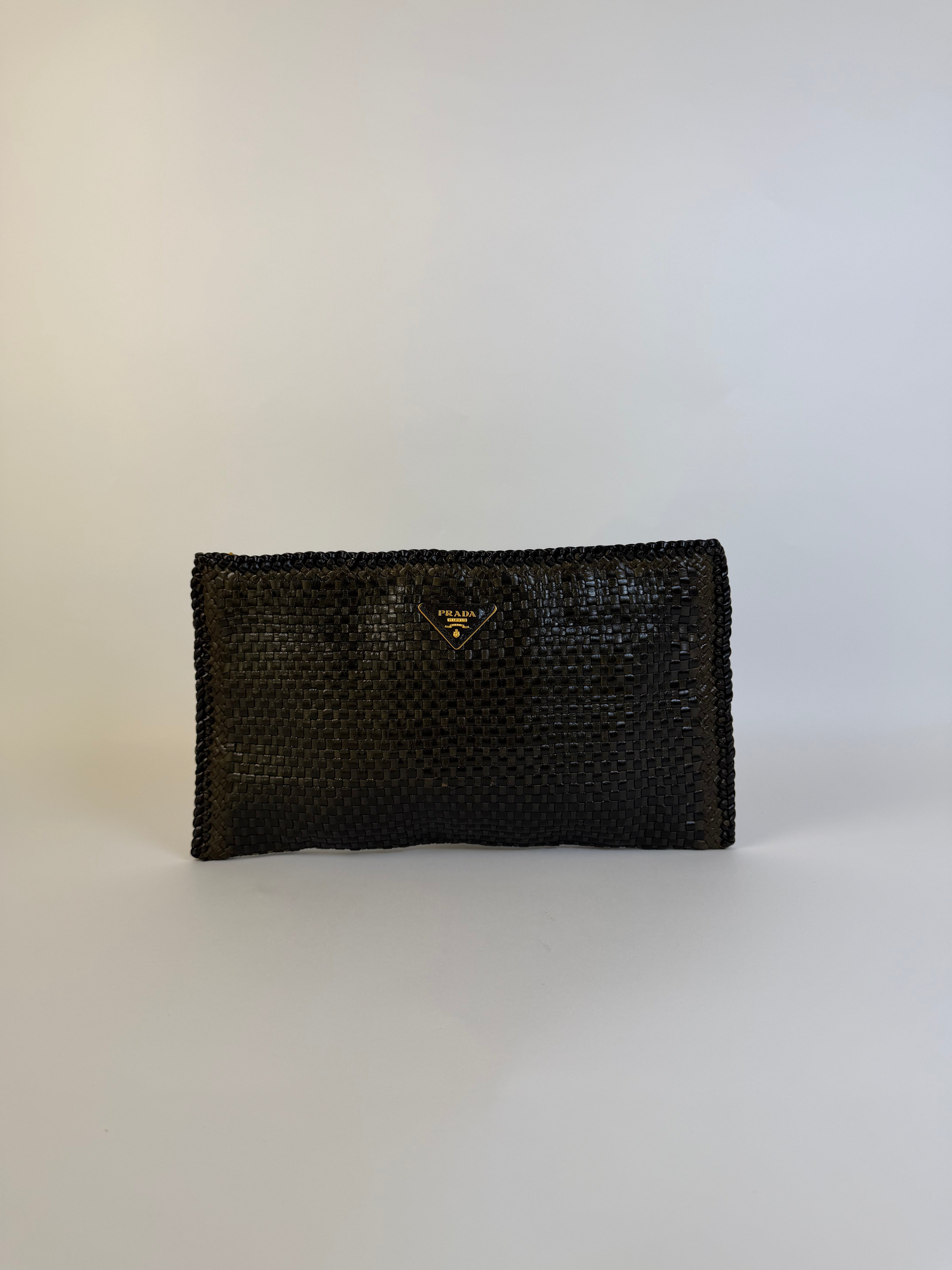 Prada Vintage Woven Clutch Black