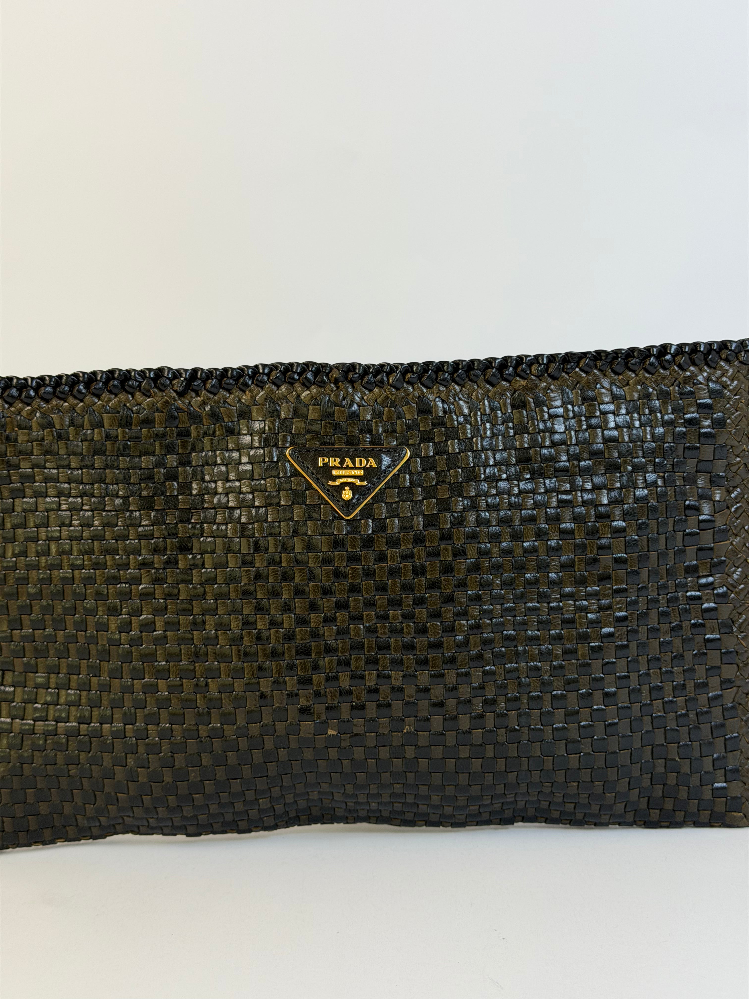Prada Vintage Woven Clutch Black