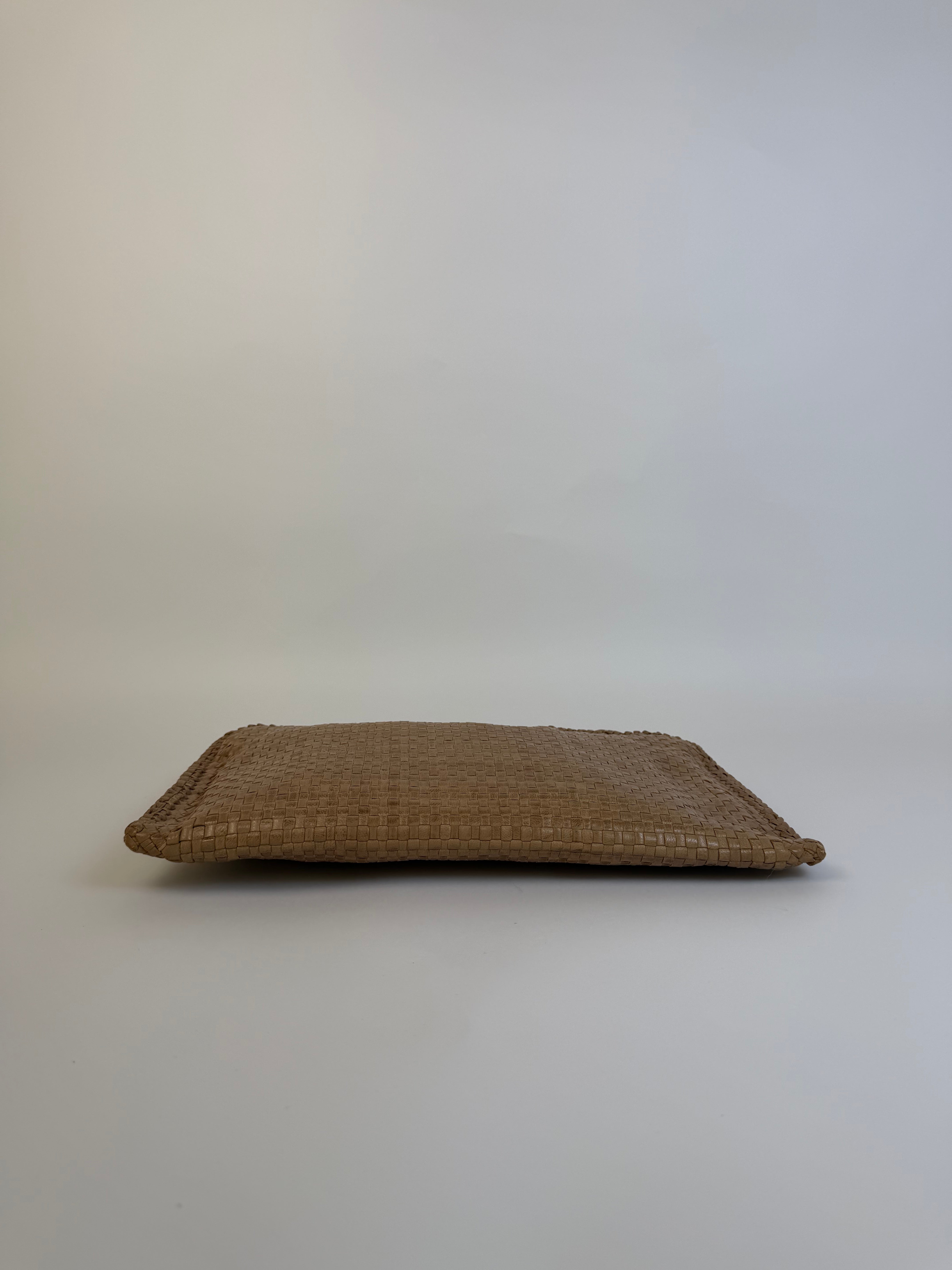 Prada Vintage Woven Clutch Tan