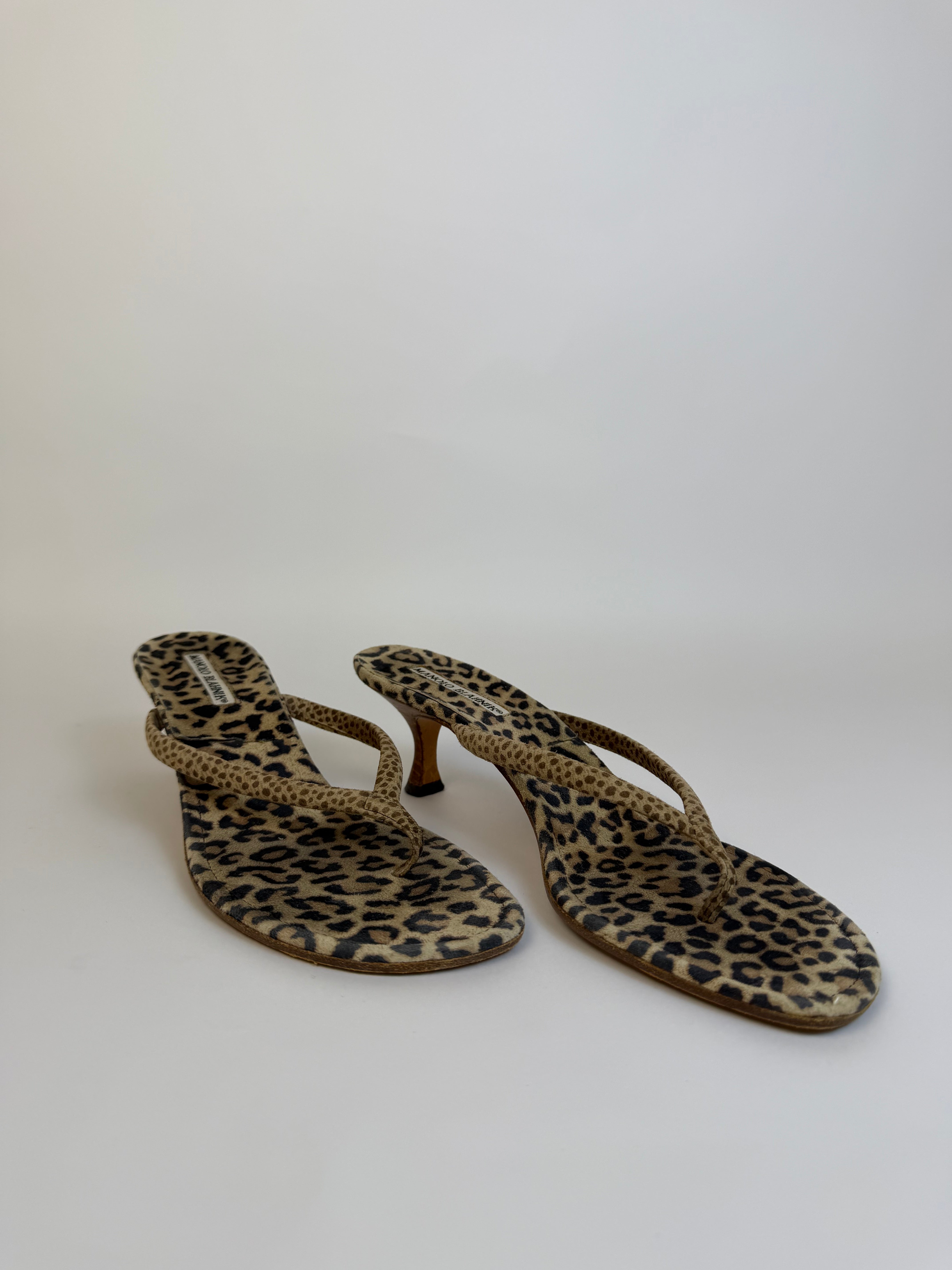 Manolo Blahnik Cheetah Slides 39.5