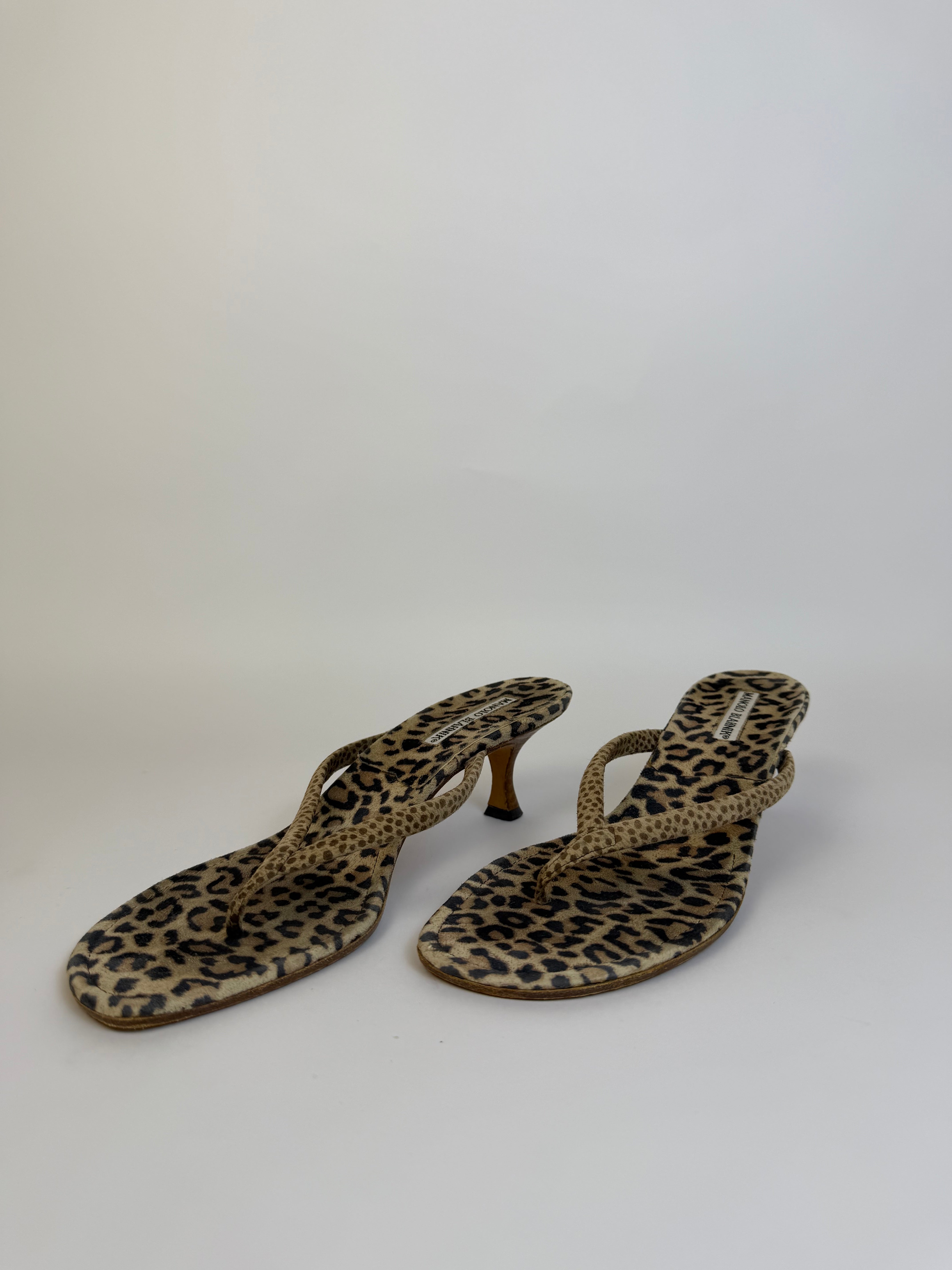 Manolo Blahnik Cheetah Slides 39.5