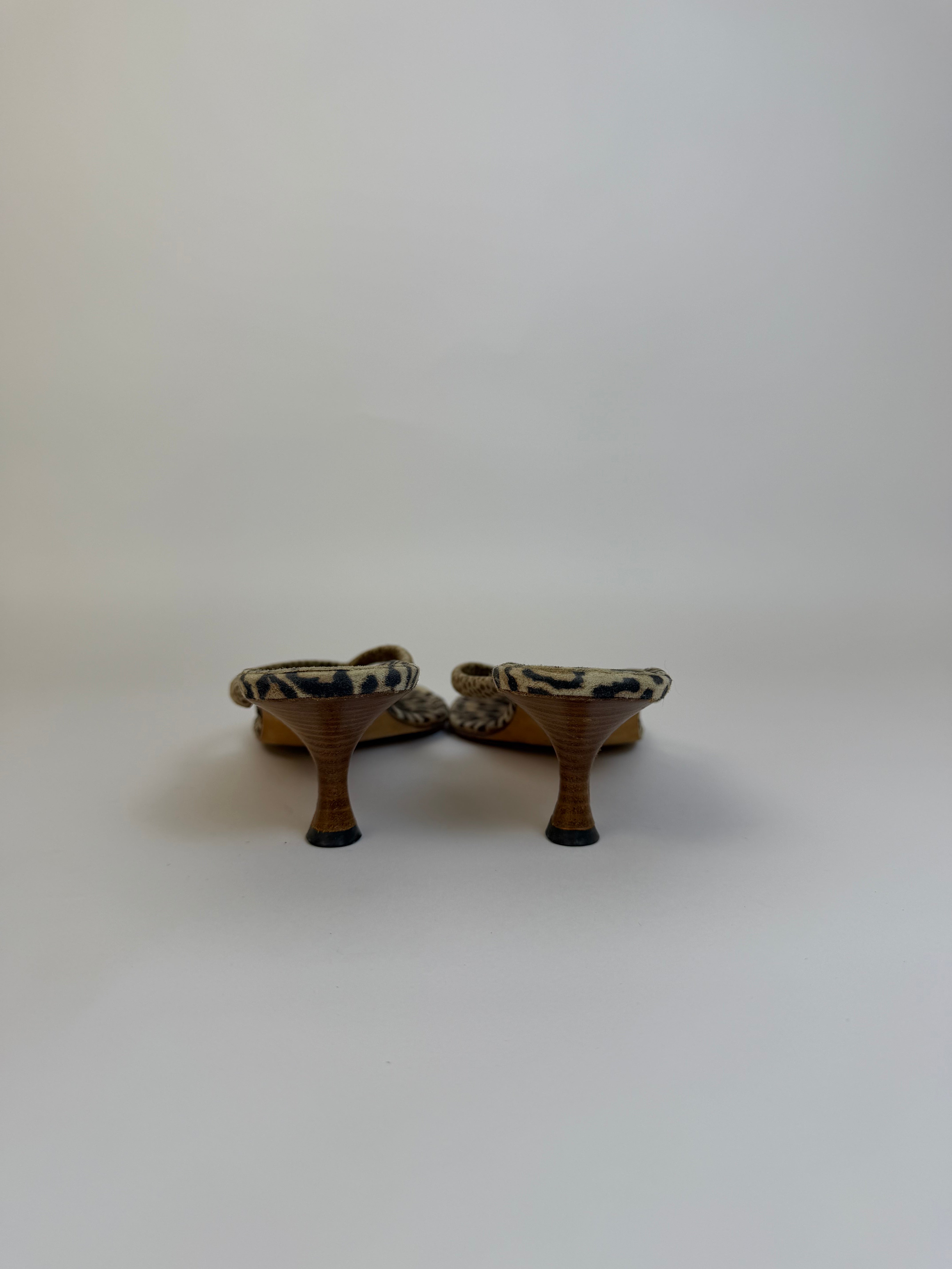 Manolo Blahnik Cheetah Slides 39.5