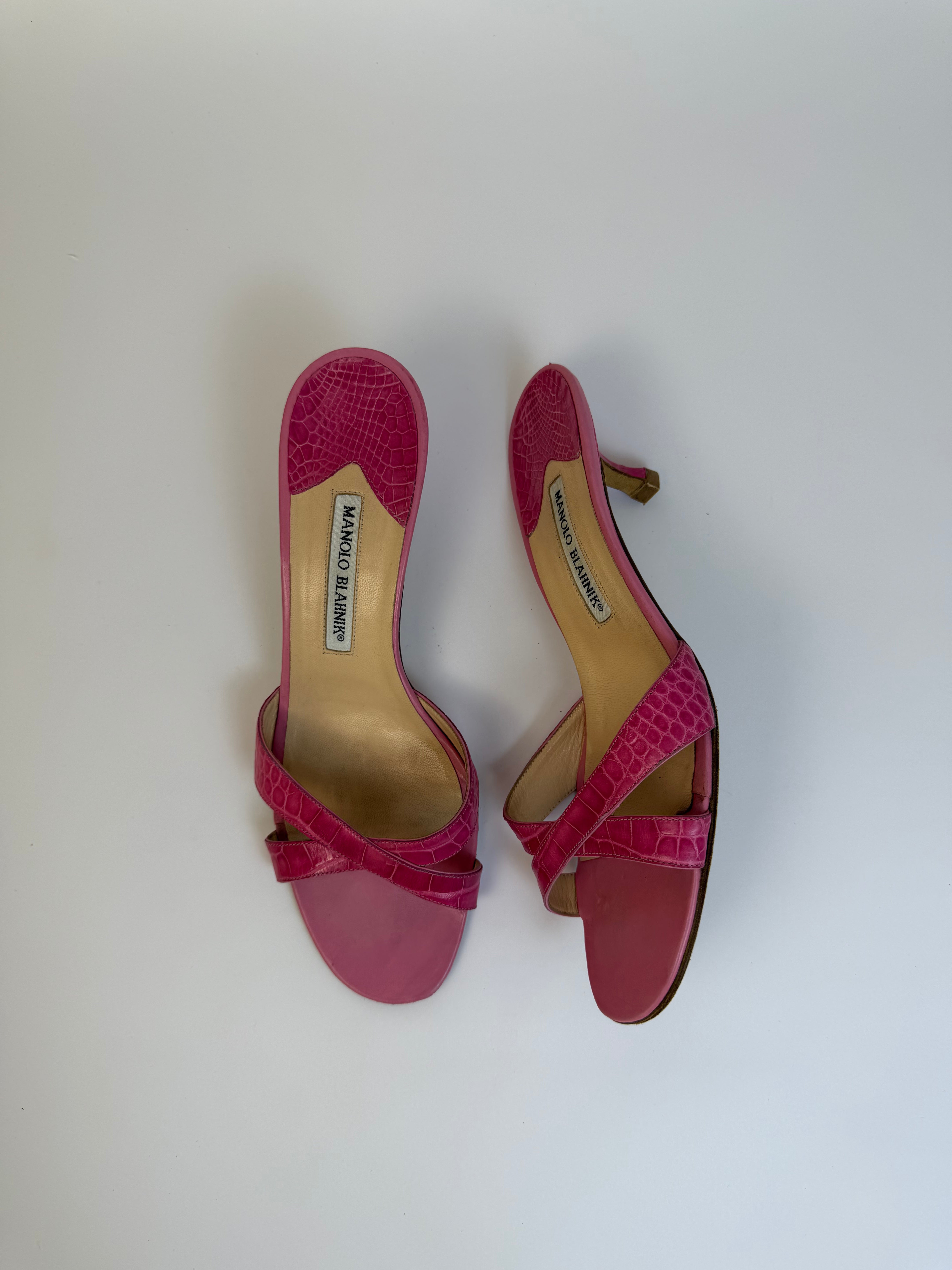 Manolo Blahnik Pink Croc Heels 39.5