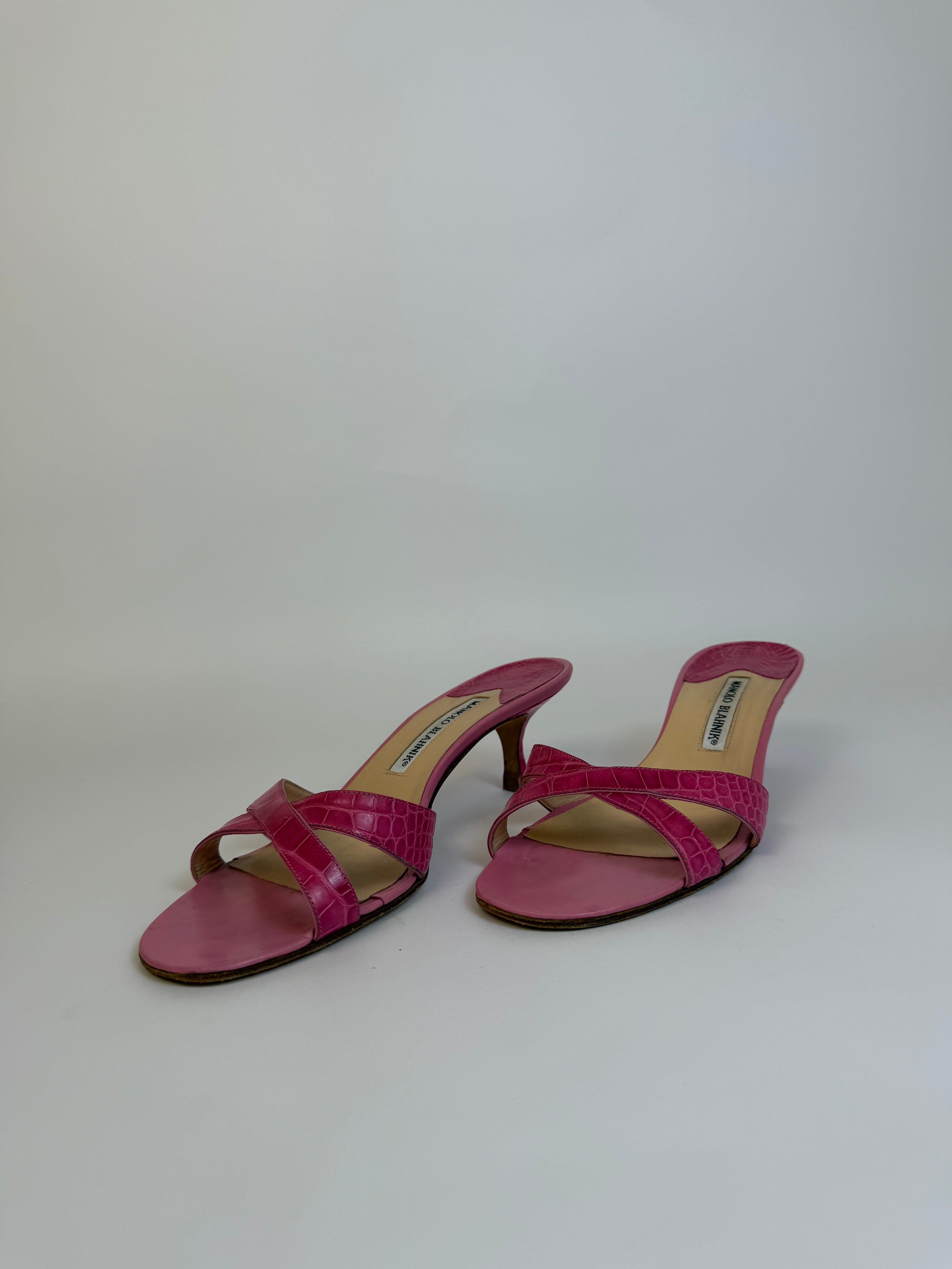 Manolo Blahnik Pink Croc Heels 39.5