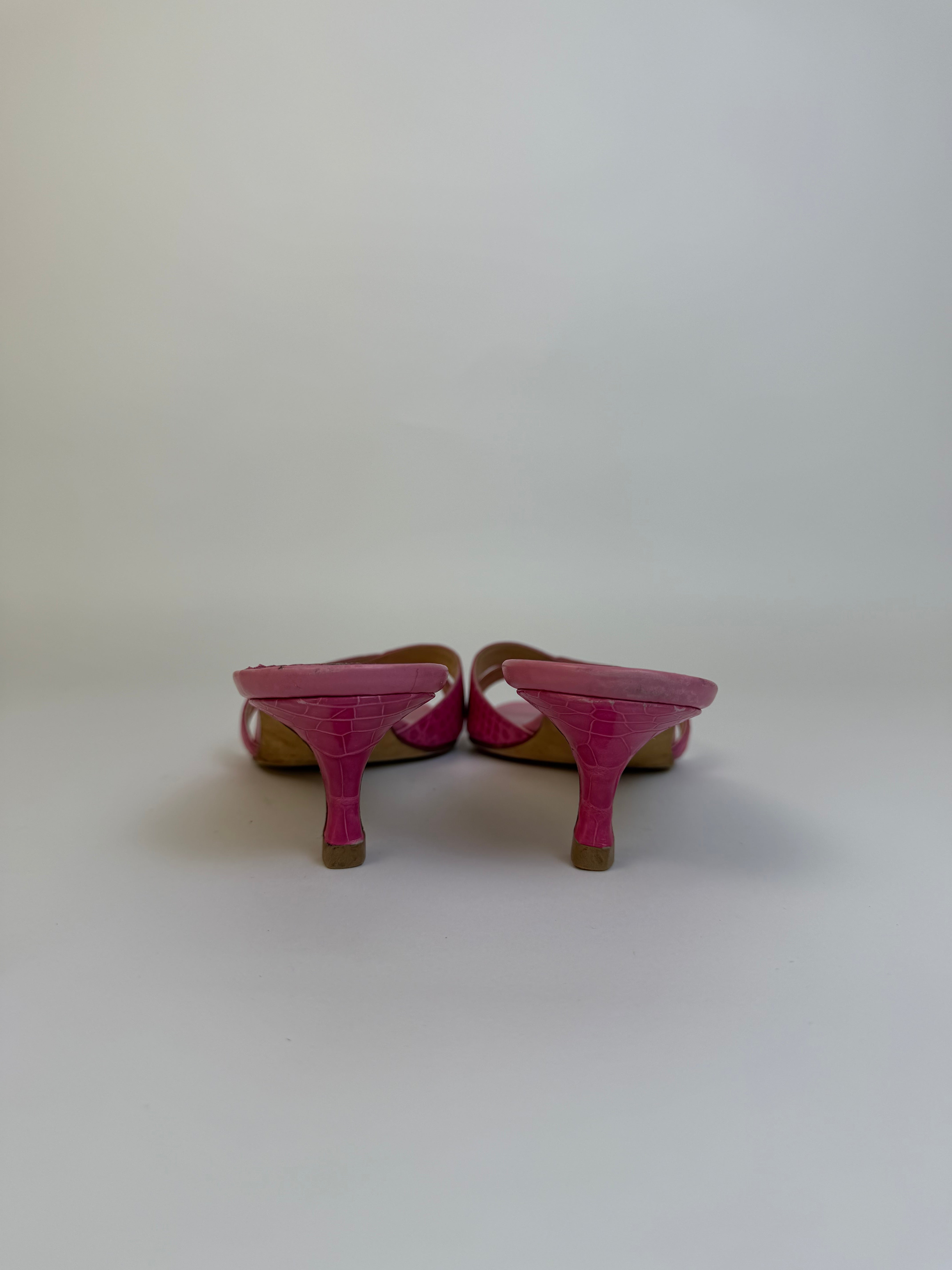 Manolo Blahnik Pink Croc Heels 39.5