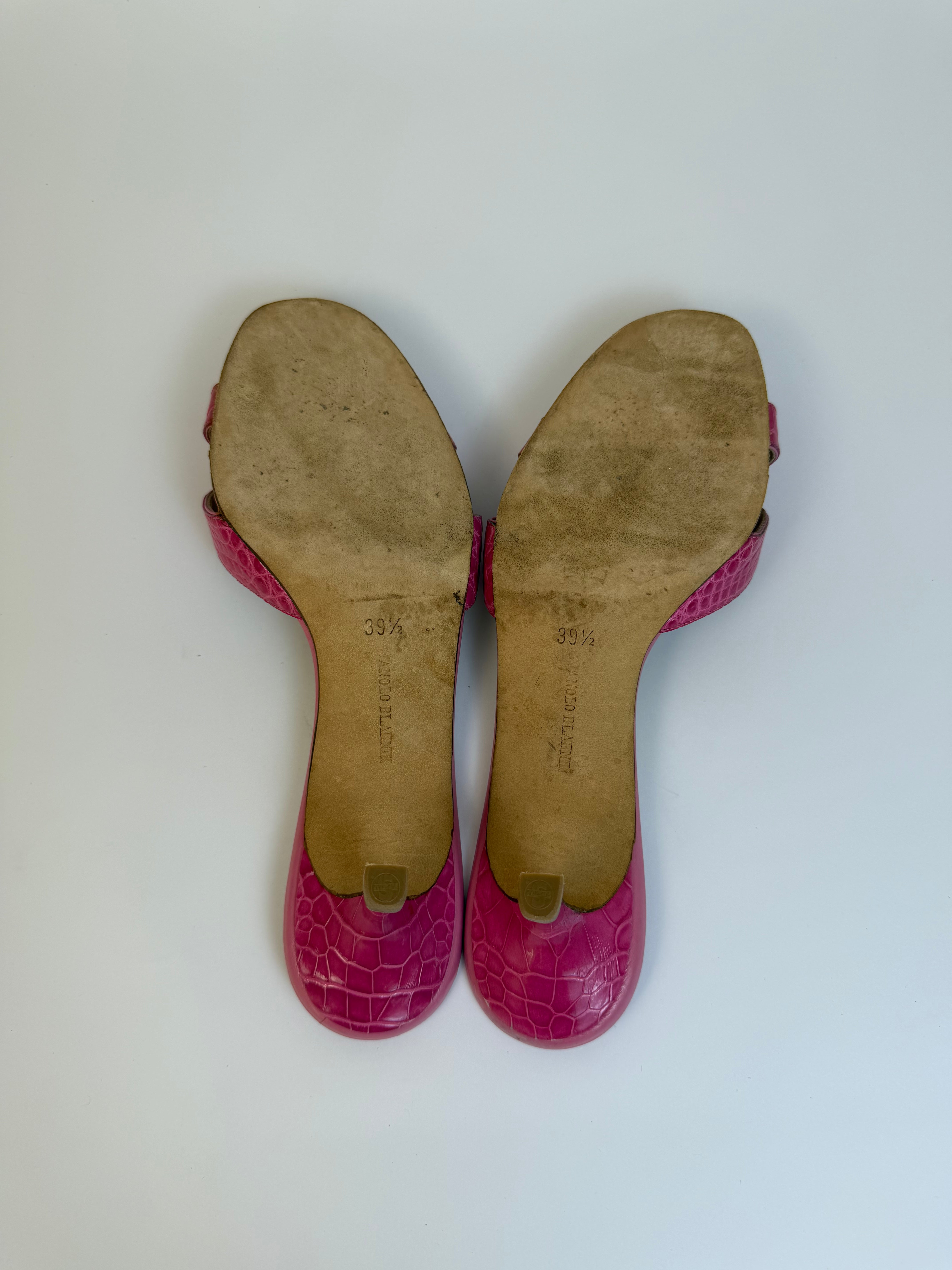 Manolo Blahnik Pink Croc Heels 39.5