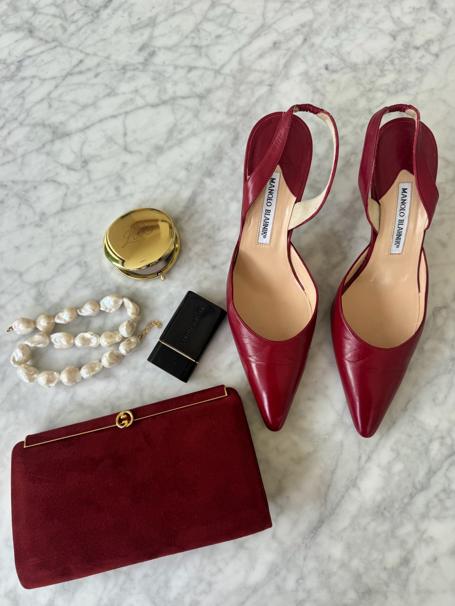 Gucci Vintage Suede Bordeaux Clutch