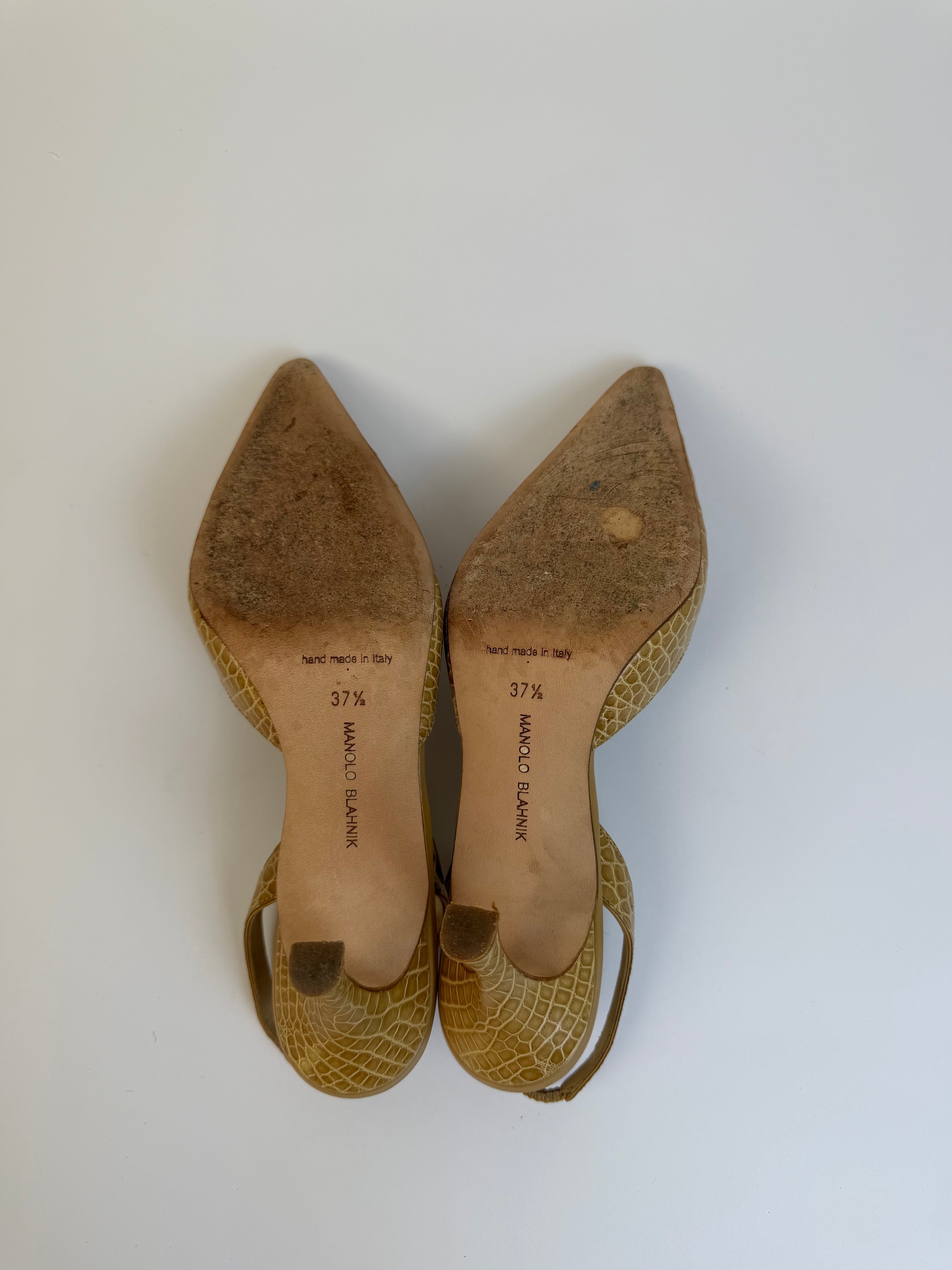 Manolo Blahnik Croc Slingbacks 37.5