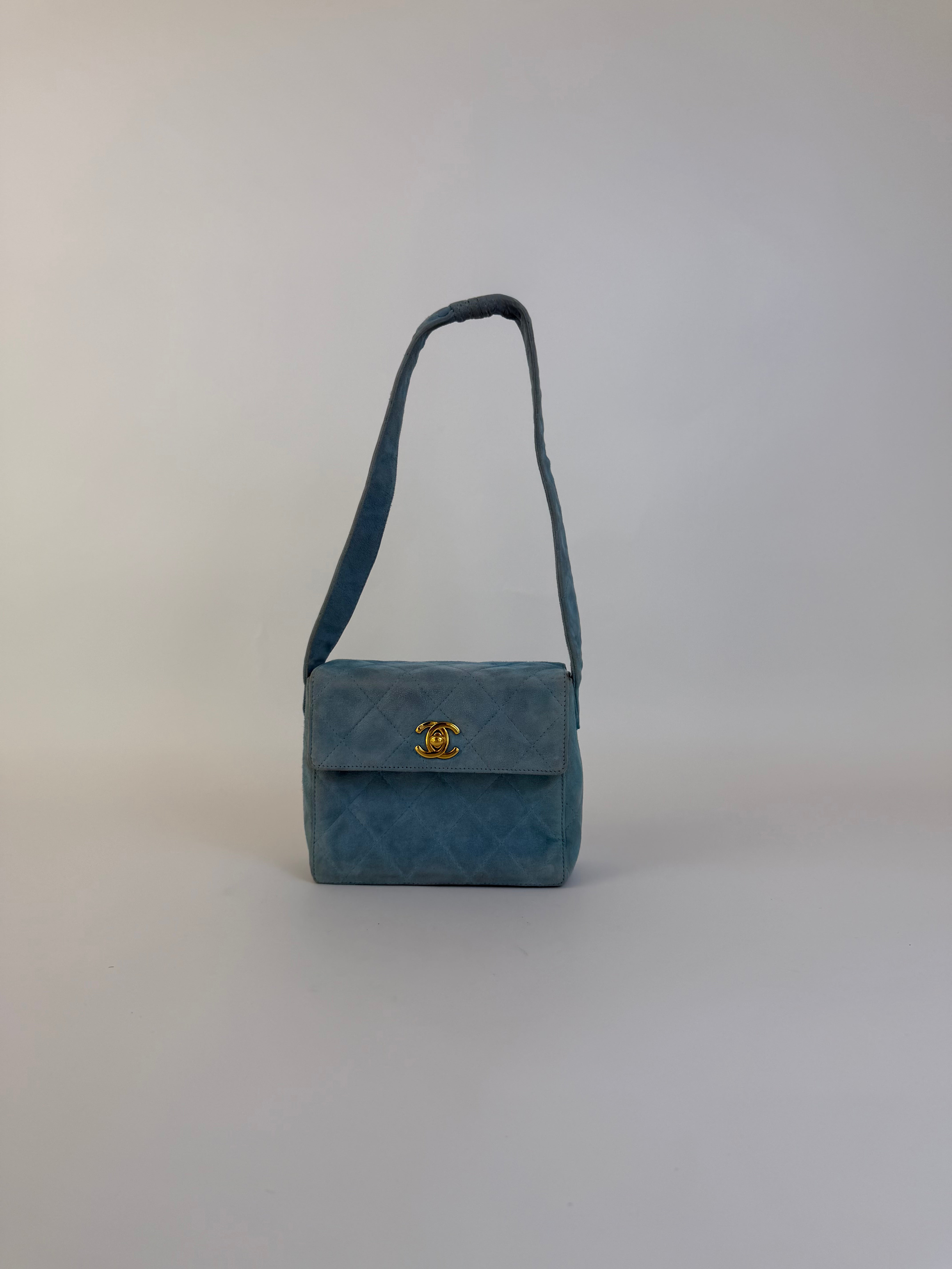 Chanel Quilted Suede Mini Flap
