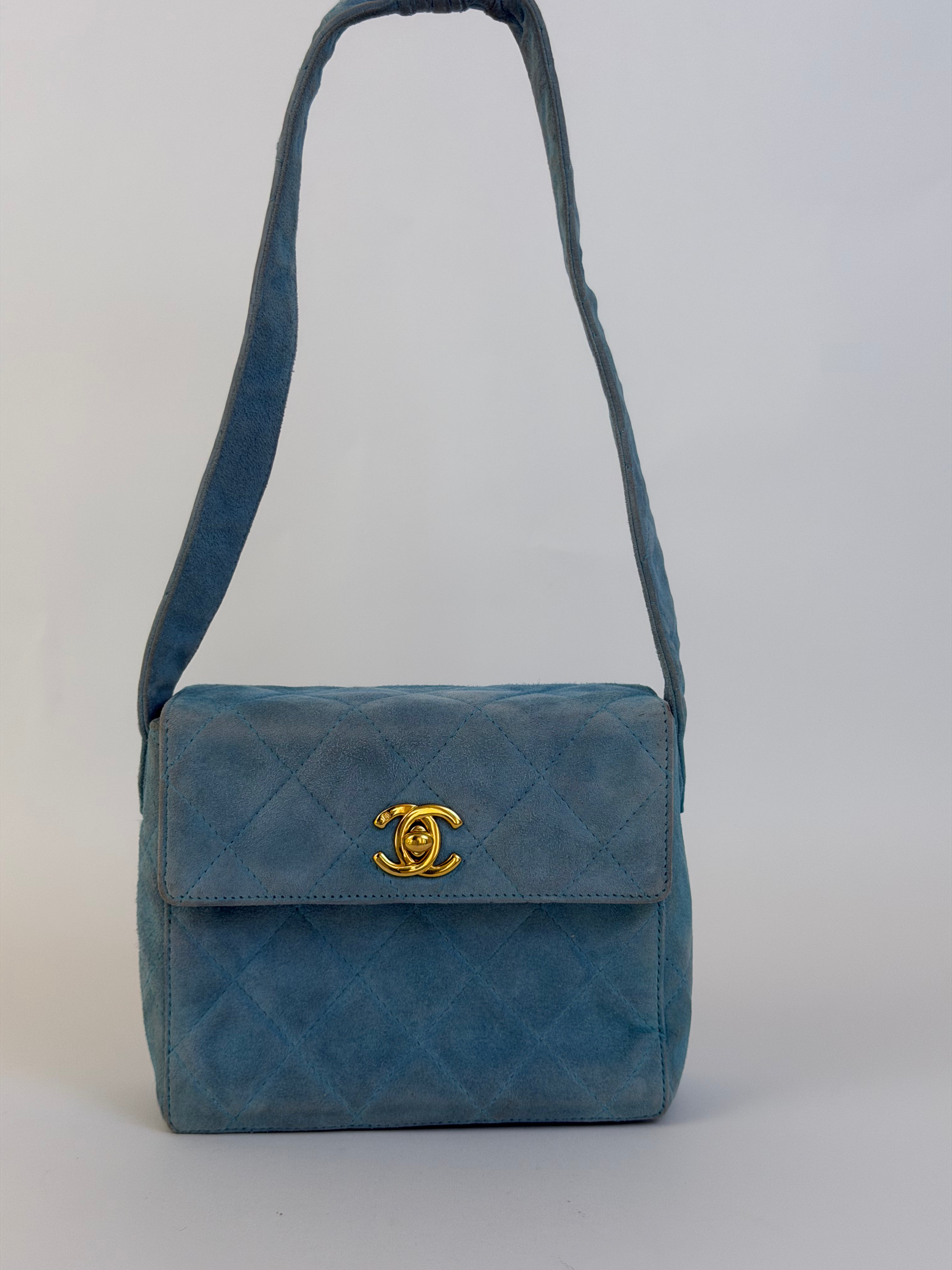 Chanel Quilted Suede Mini Flap