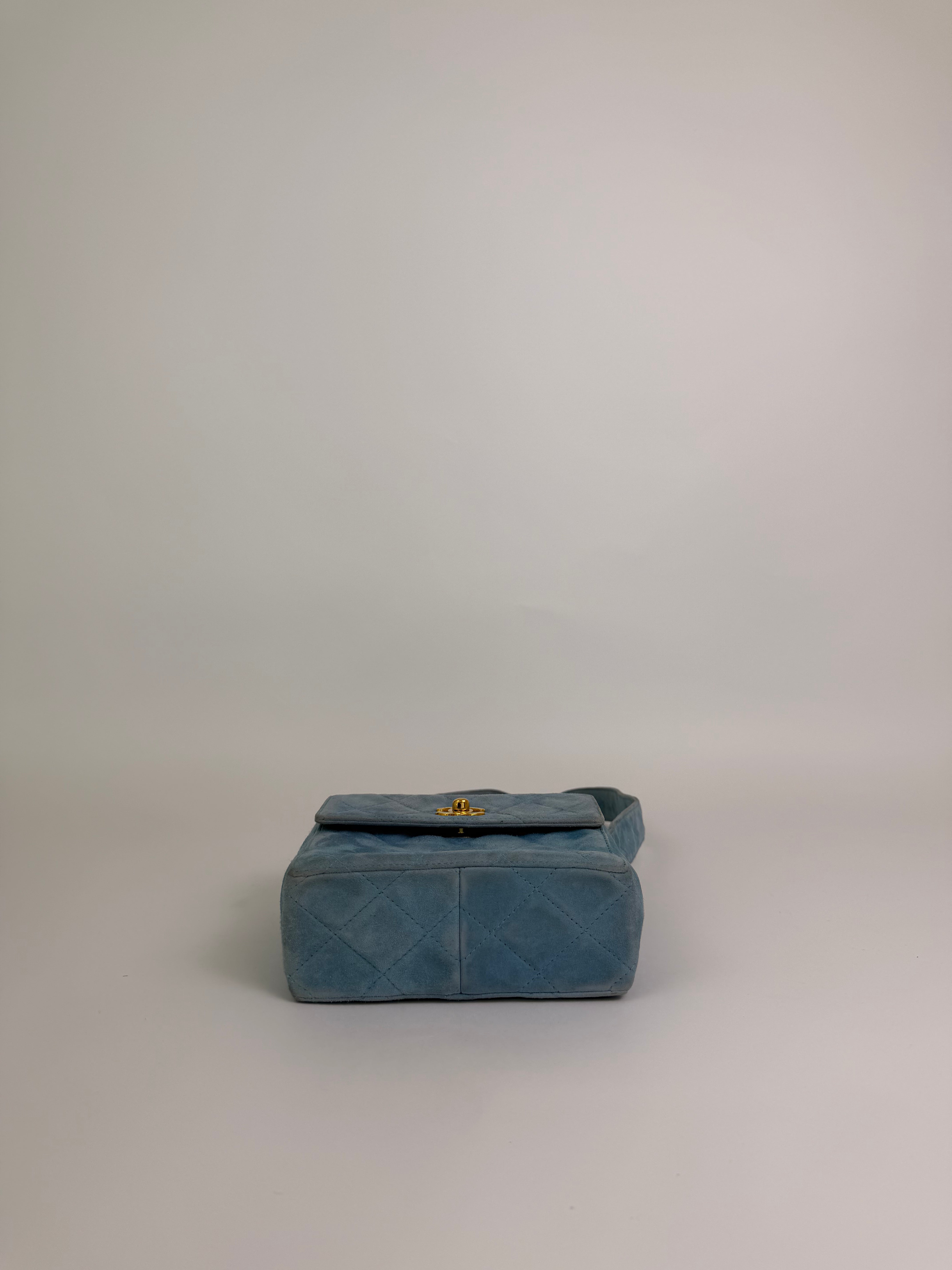 Chanel Quilted Suede Mini Flap