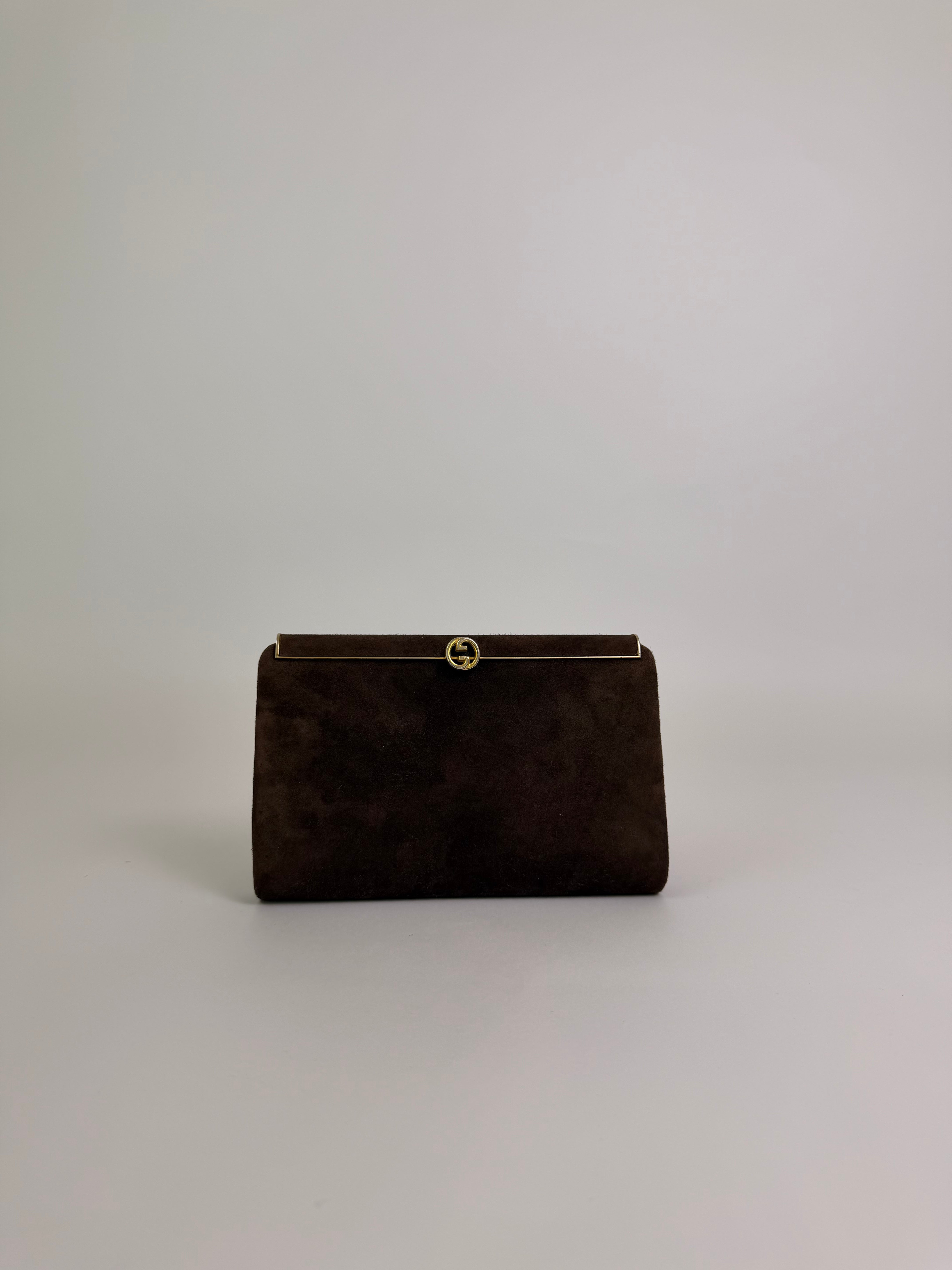 Gucci Vintage Brown Suede Clutch