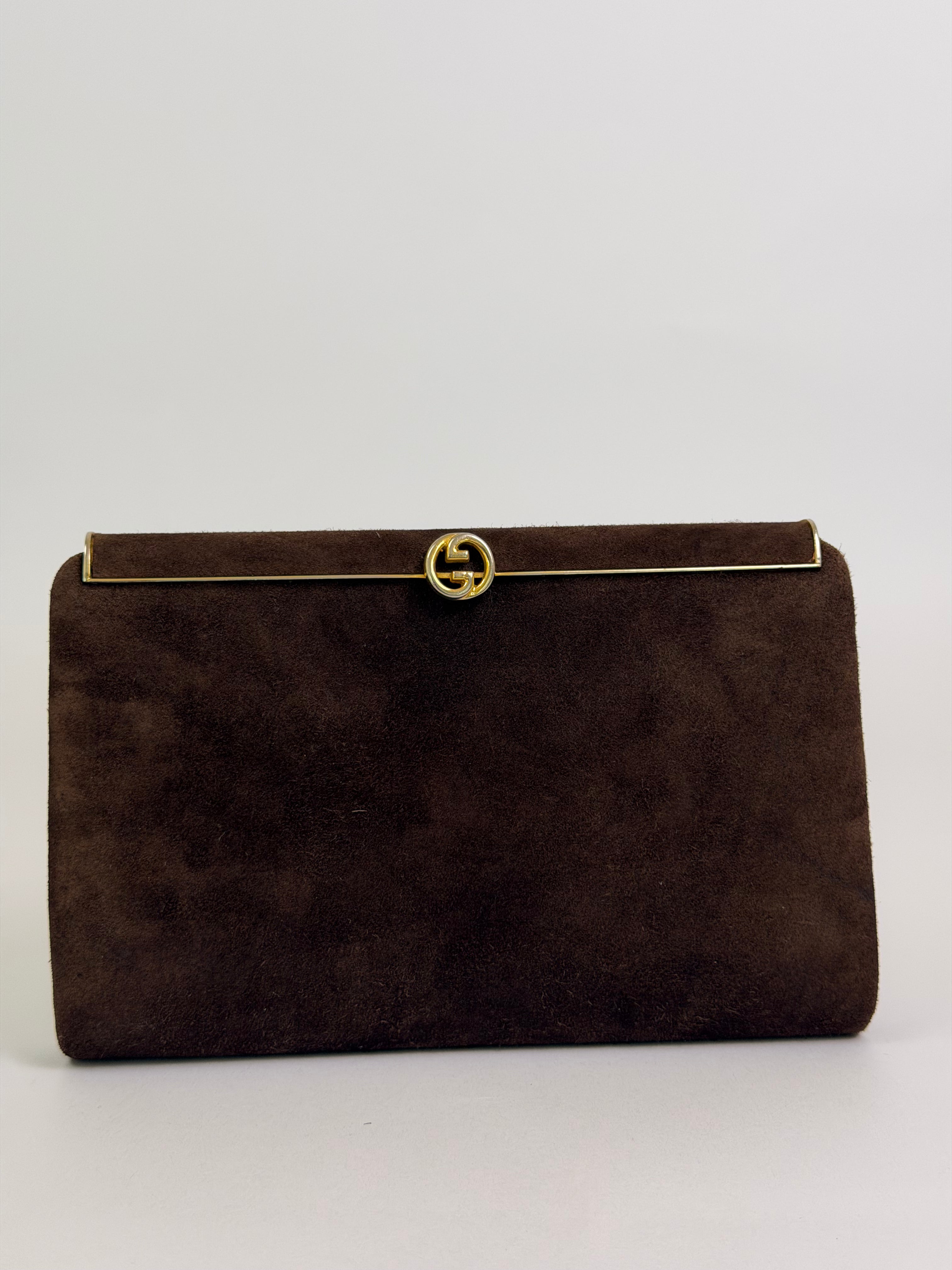 Gucci Vintage Brown Suede Clutch