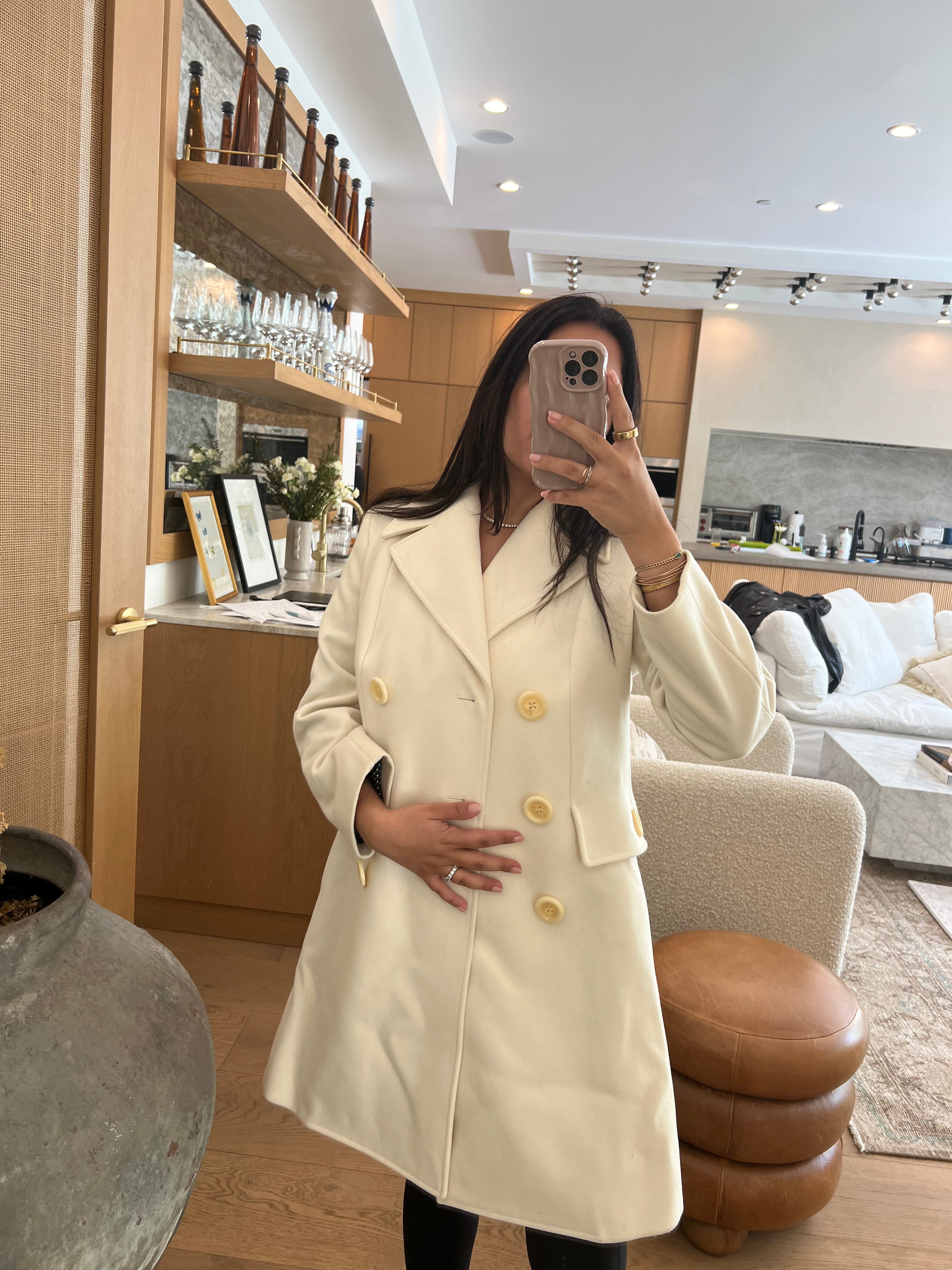 Celine Ivory Wool Coat Small/Medium