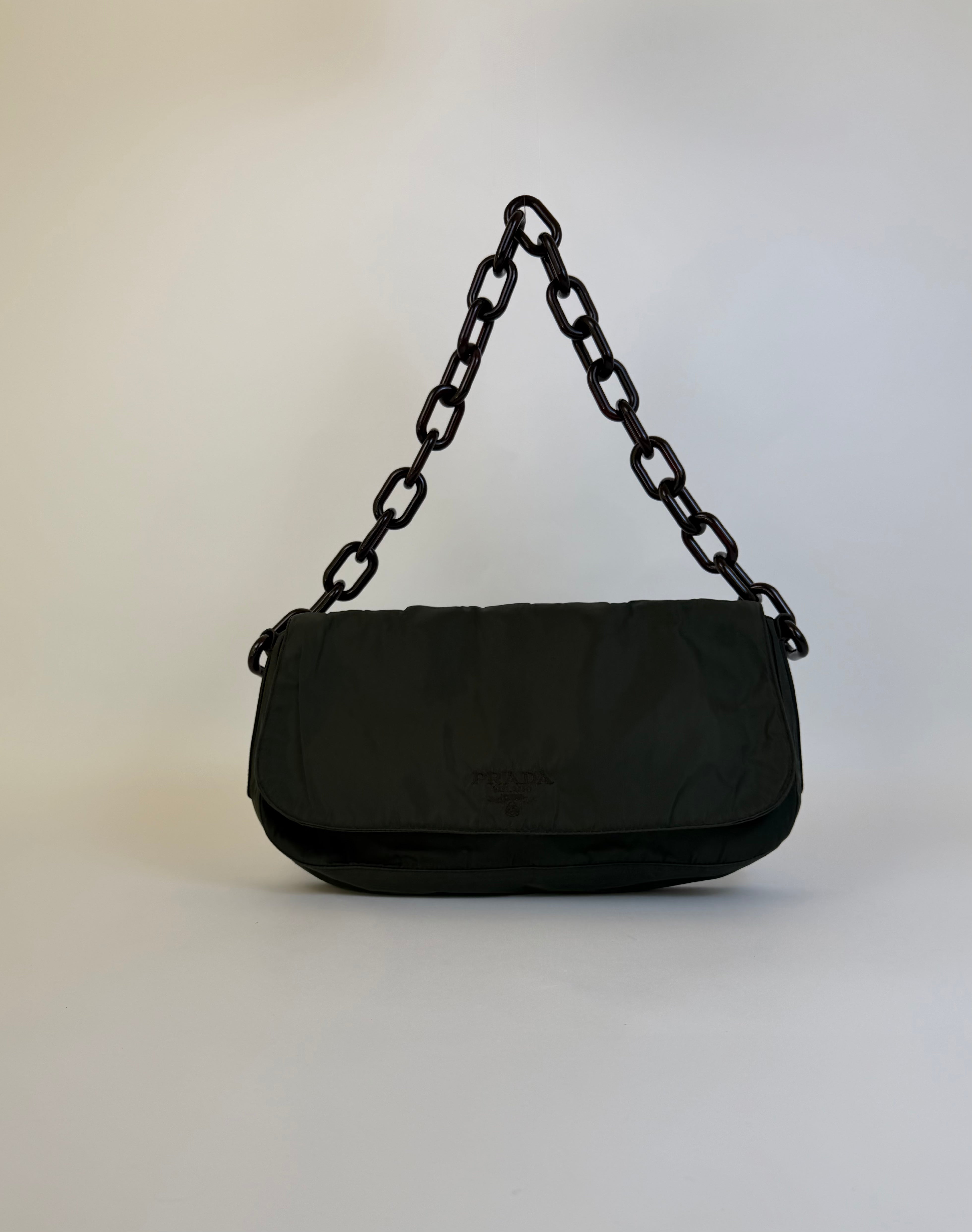 Prada Nylon Chain Link Shoulder Bag