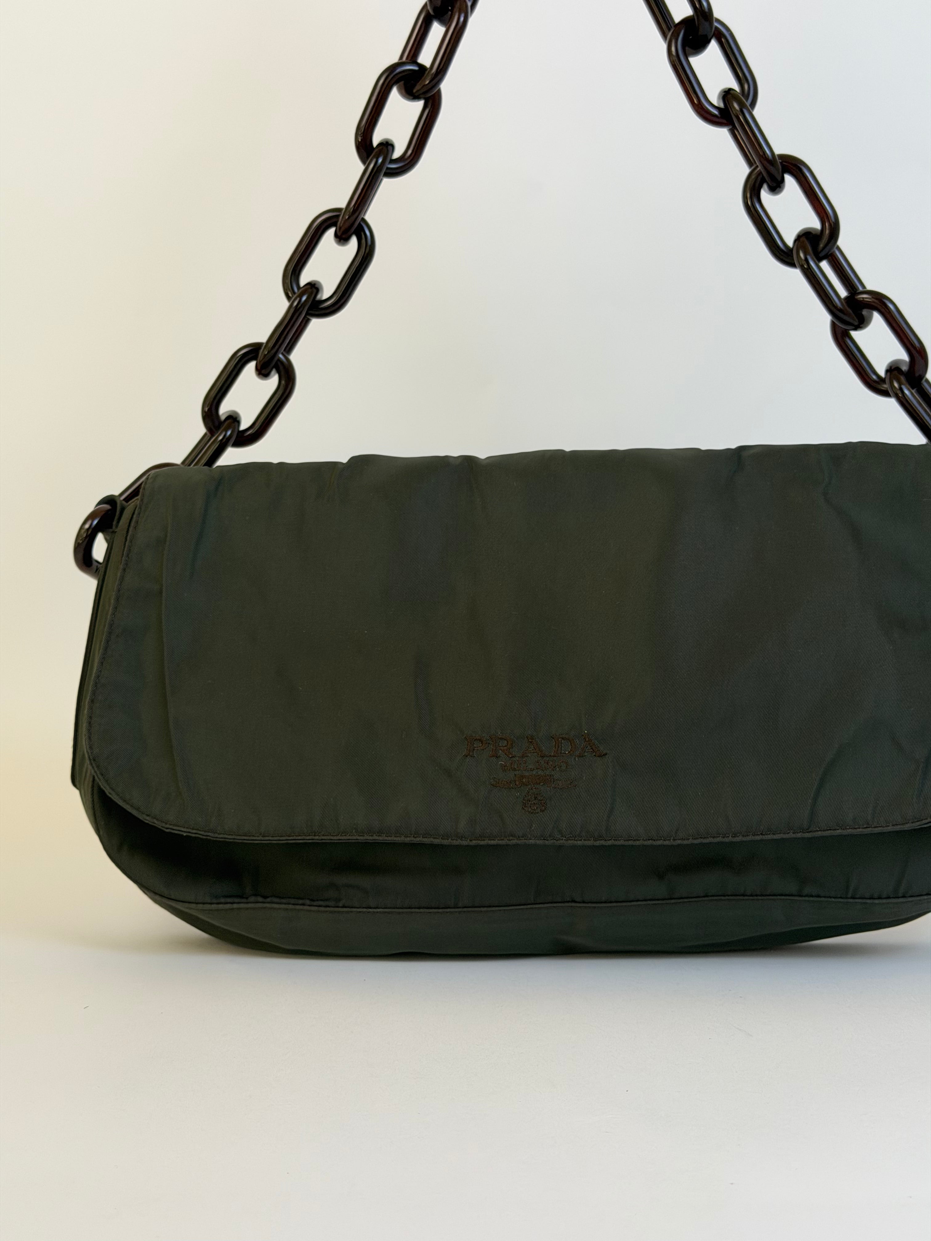 Prada Nylon Chain Link Shoulder Bag