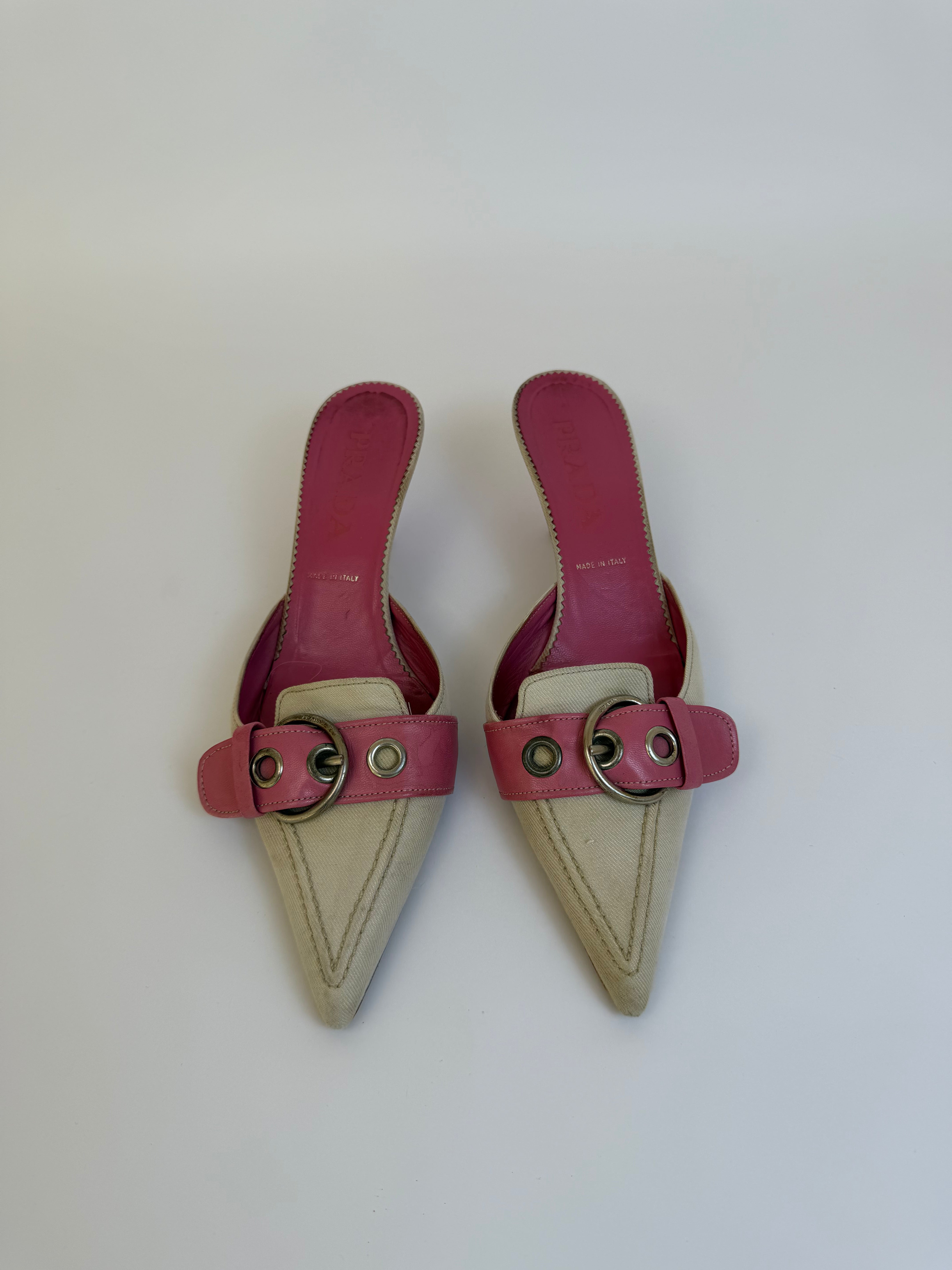 Prada Cream/Pink Mules 38.5