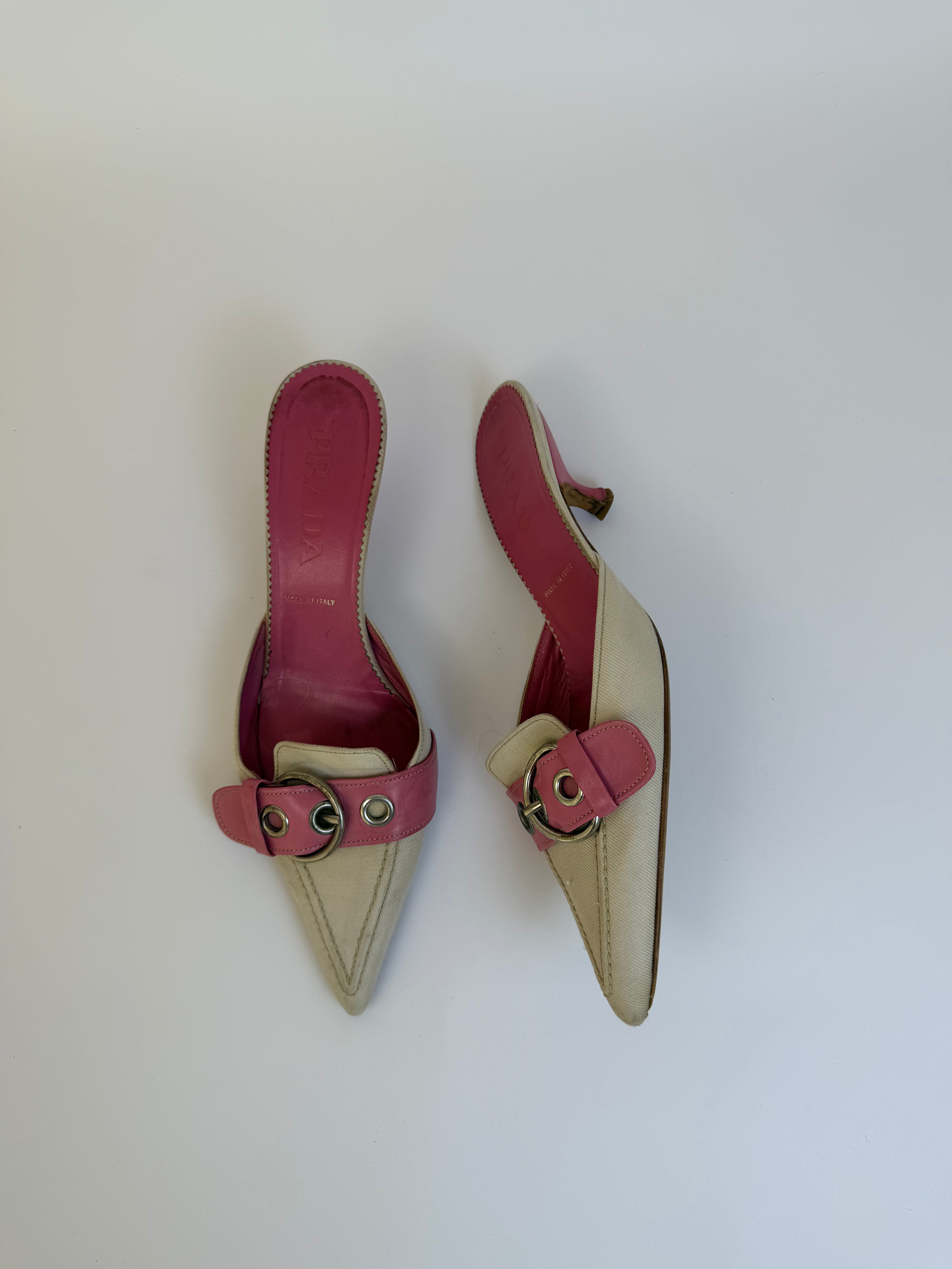 Prada Cream/Pink Mules 38.5