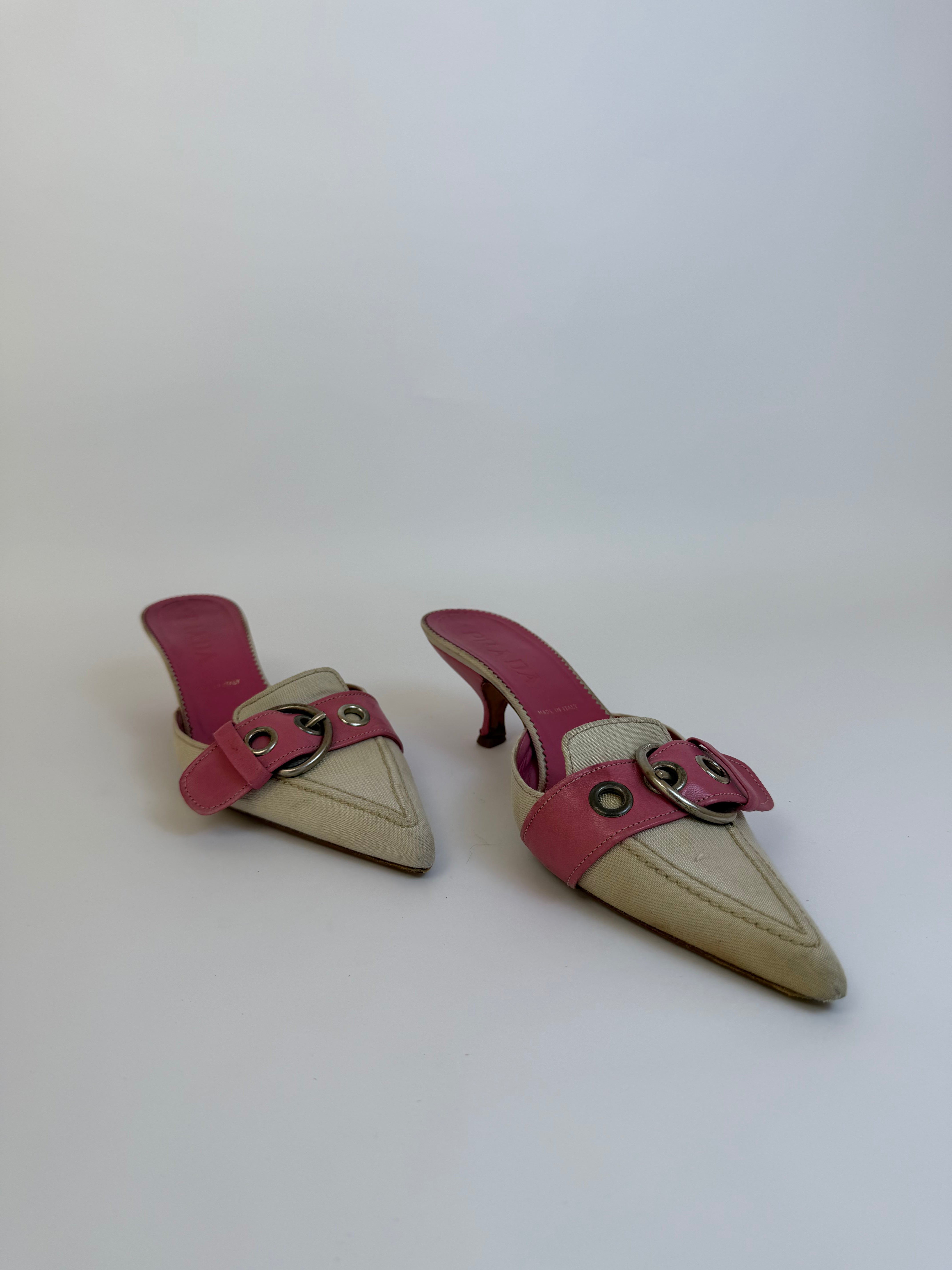 Prada Cream/Pink Mules 38.5