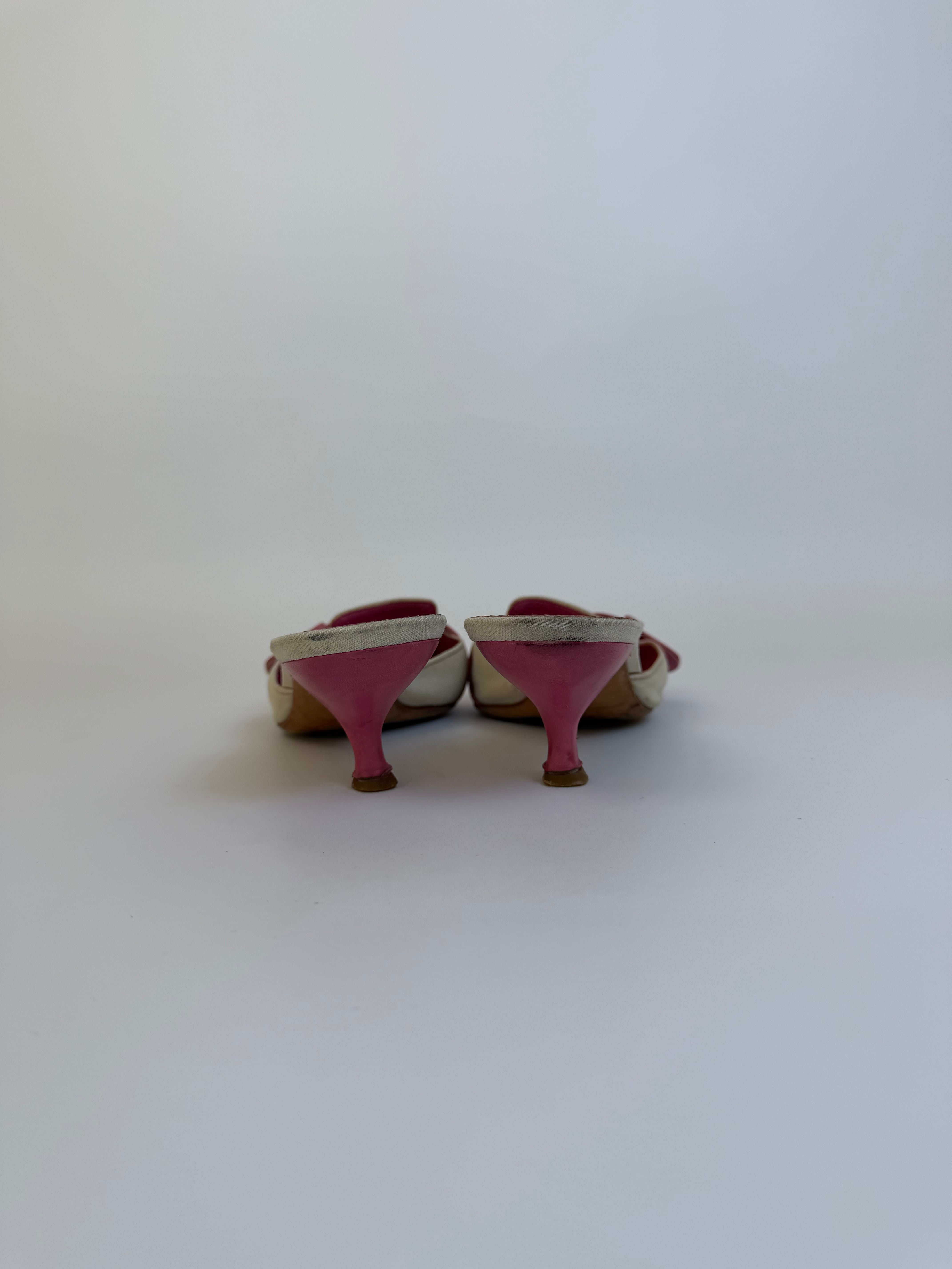 Prada Cream/Pink Mules 38.5