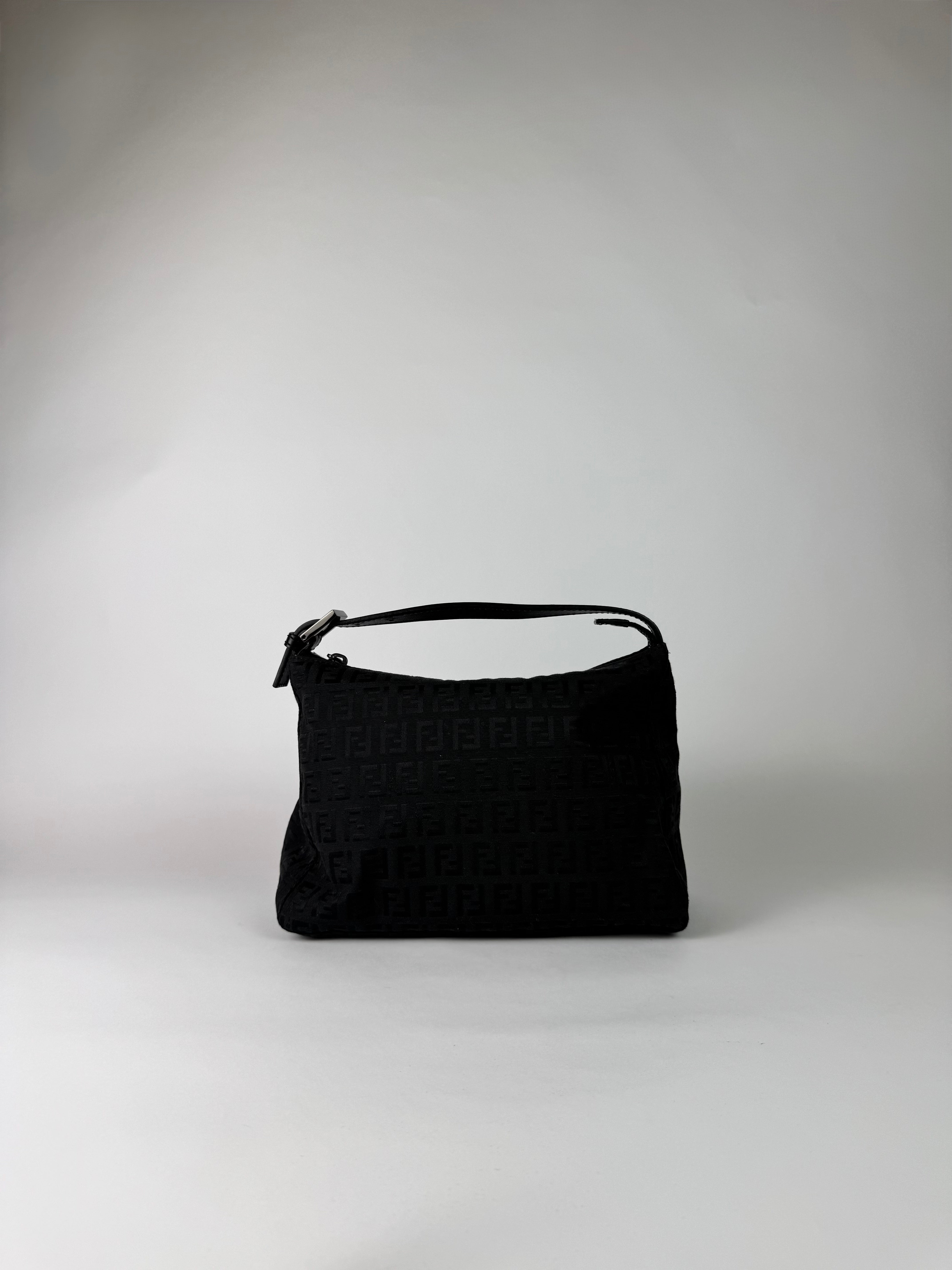 Fendi Zucchino Pochette Handbag Black