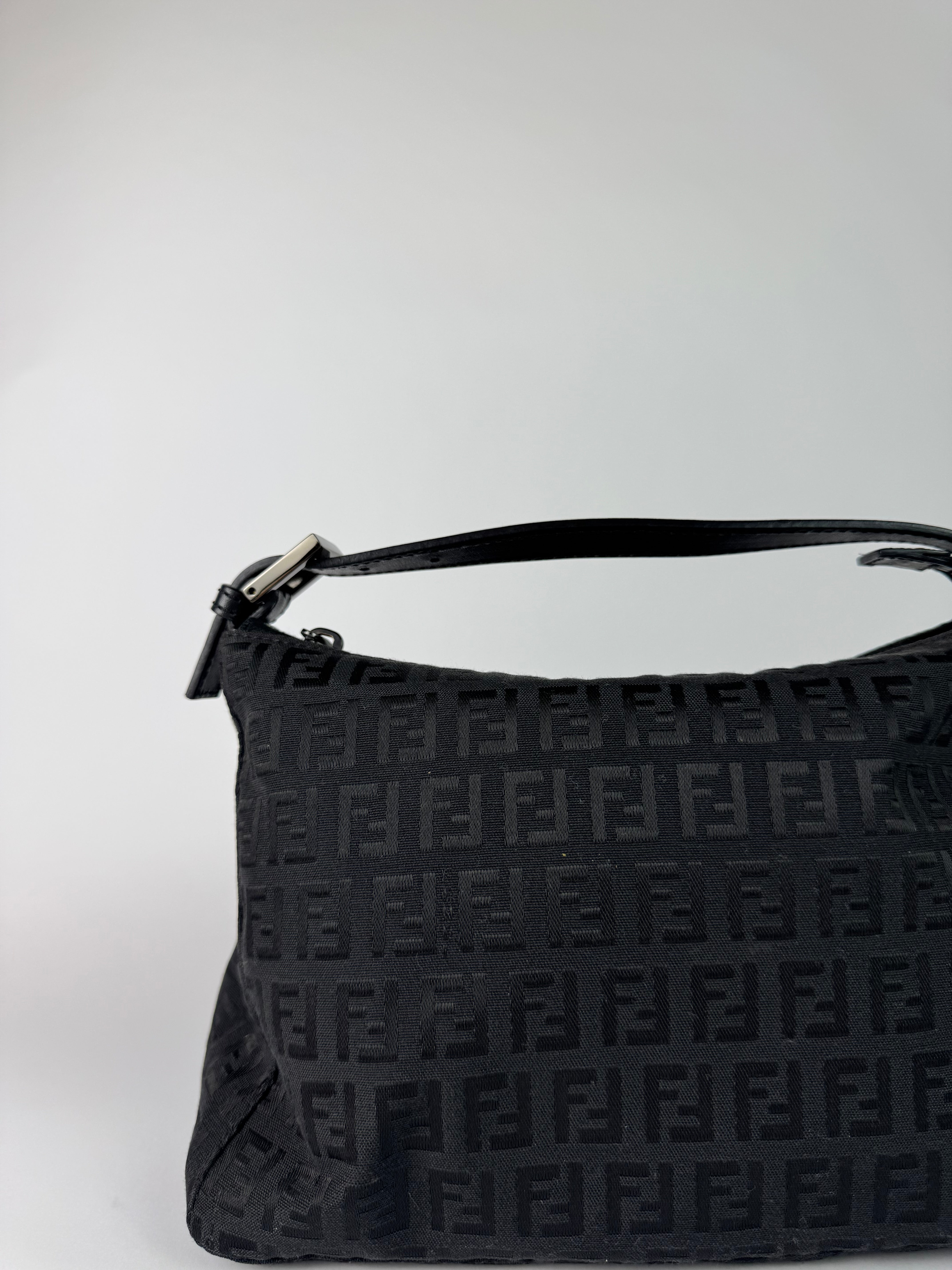 Fendi Zucchino Pochette Handbag Black