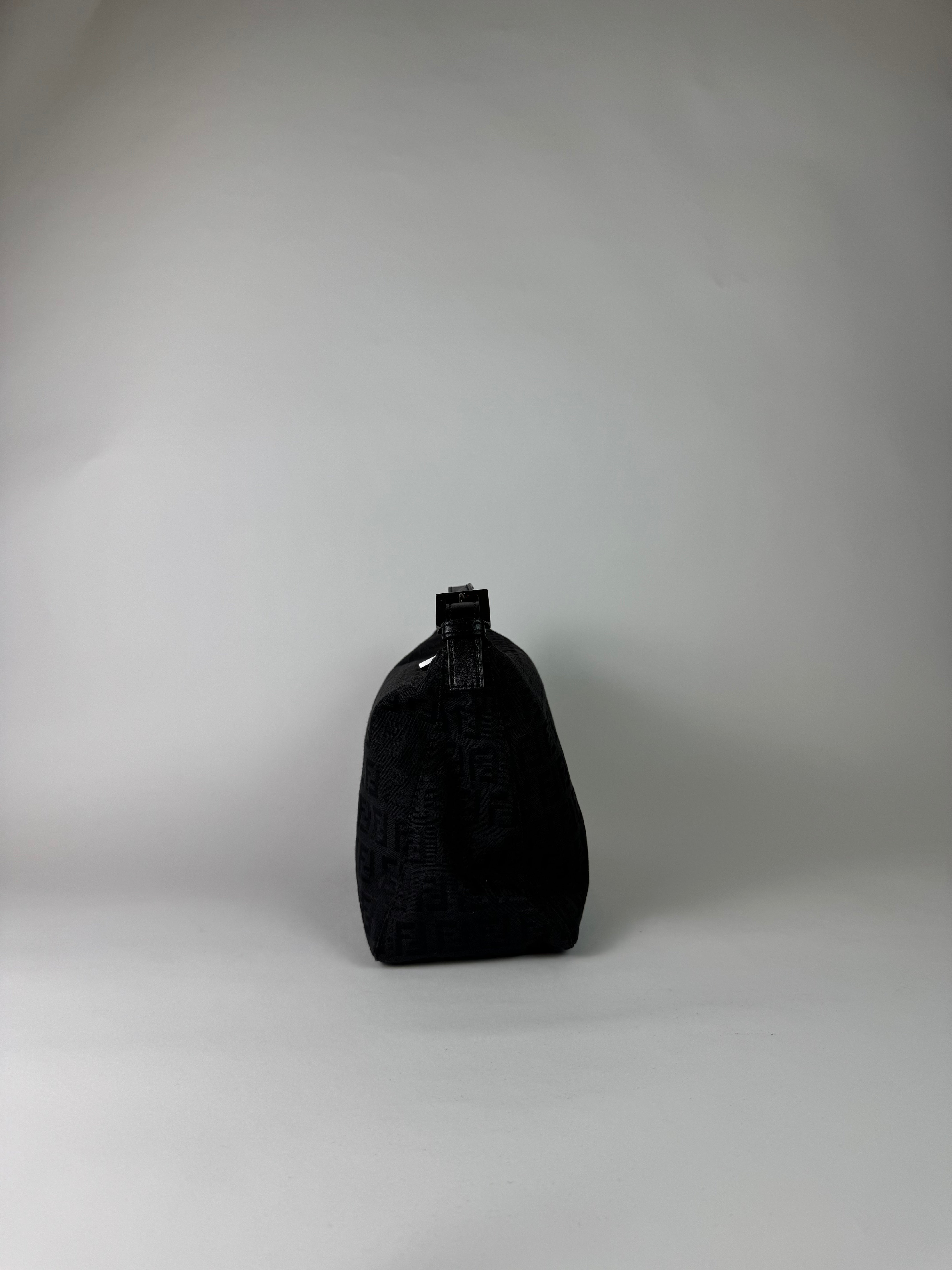 Fendi Zucchino Pochette Handbag Black