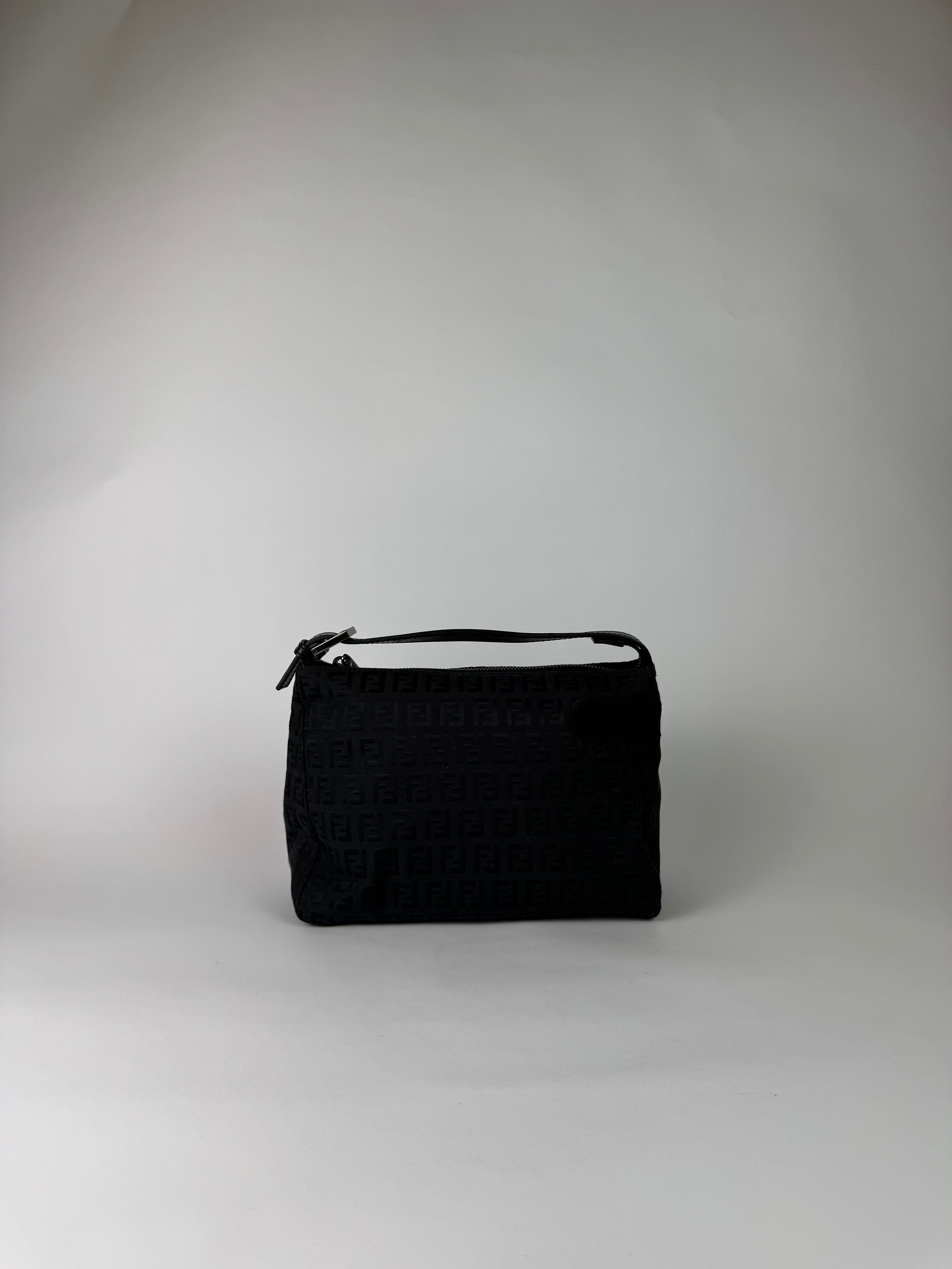 Fendi Zucchino Pochette Handbag Black