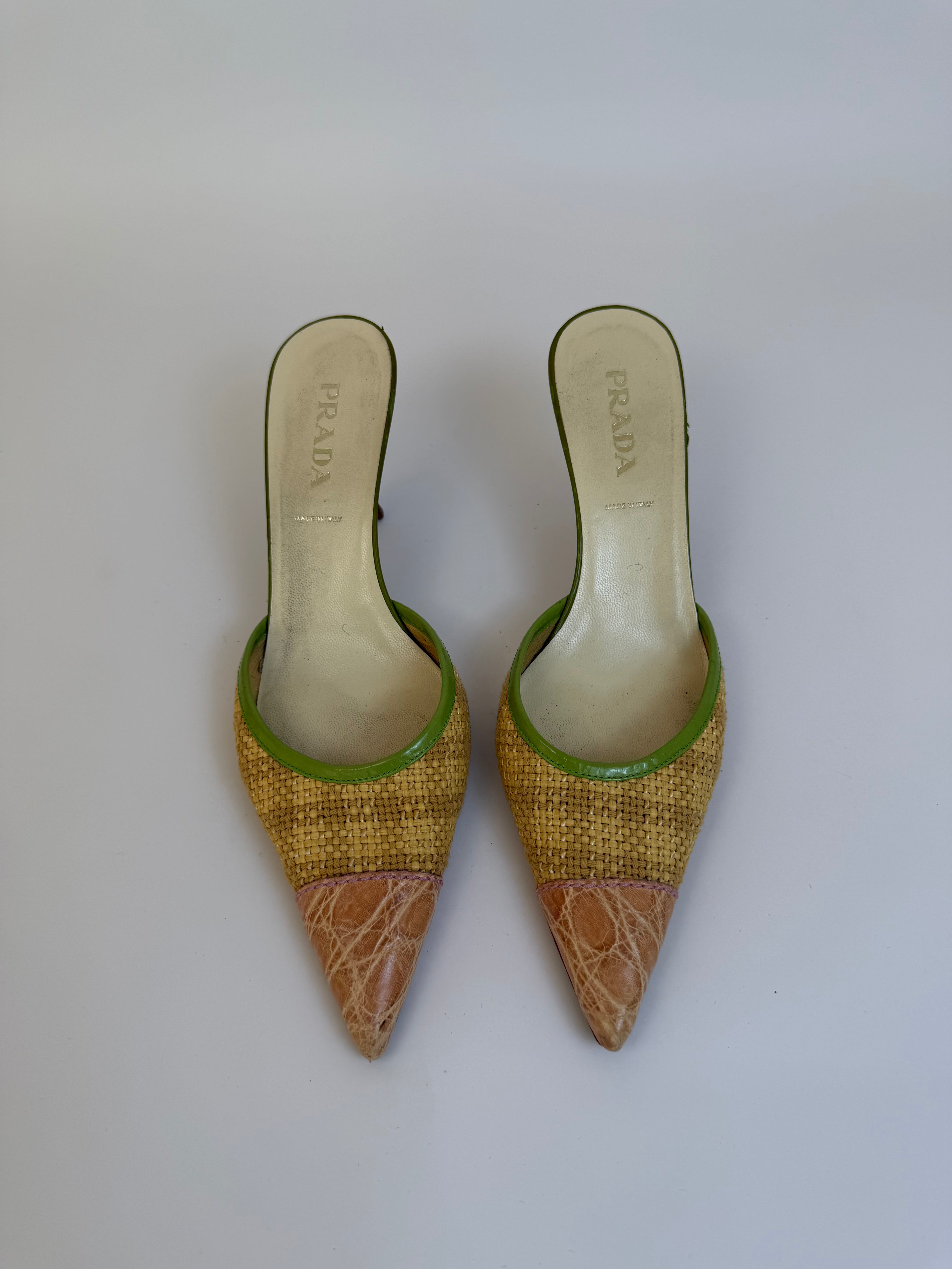 Prada Raffia Mules 36.5