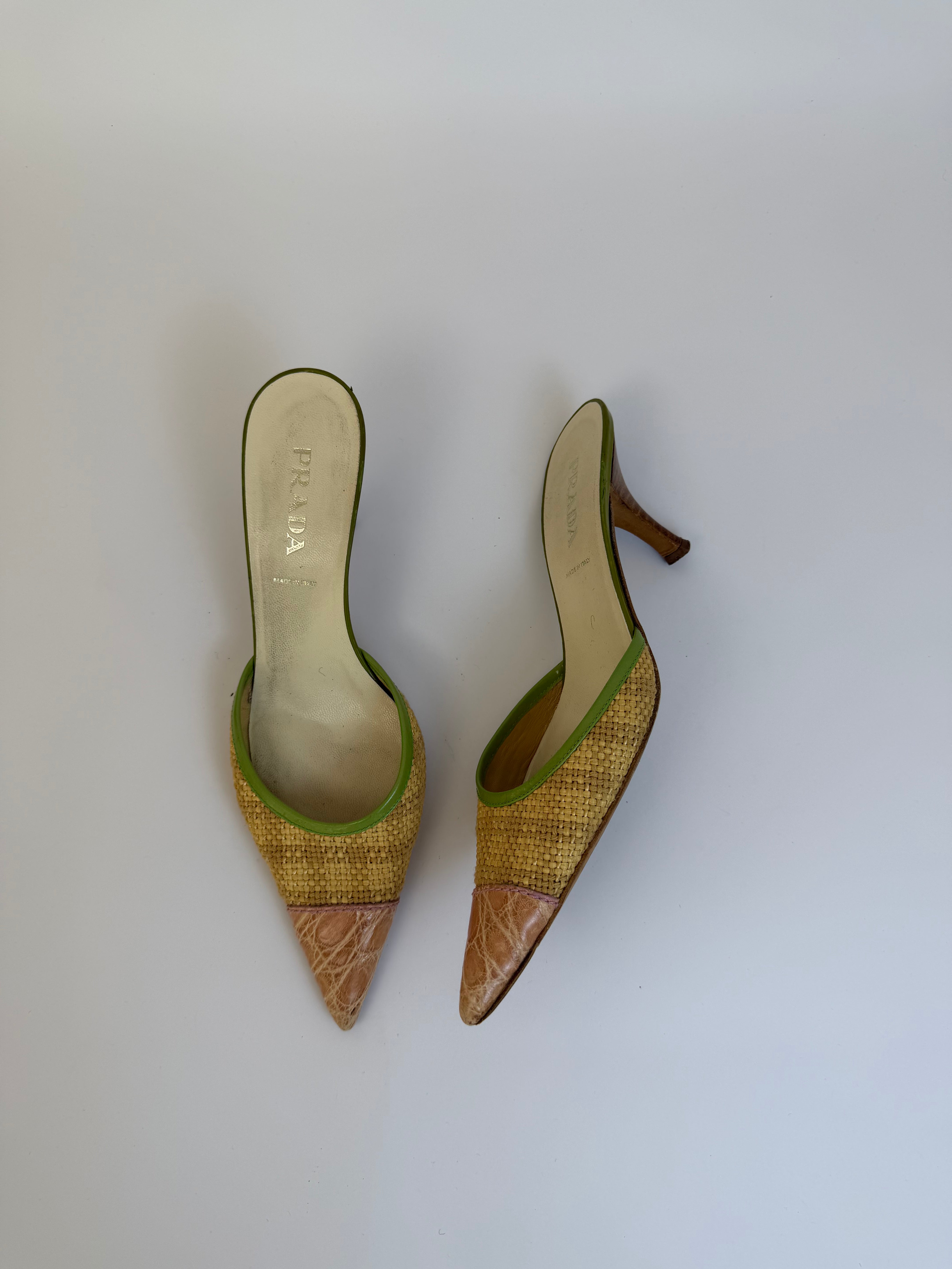 Prada Raffia Mules 36.5