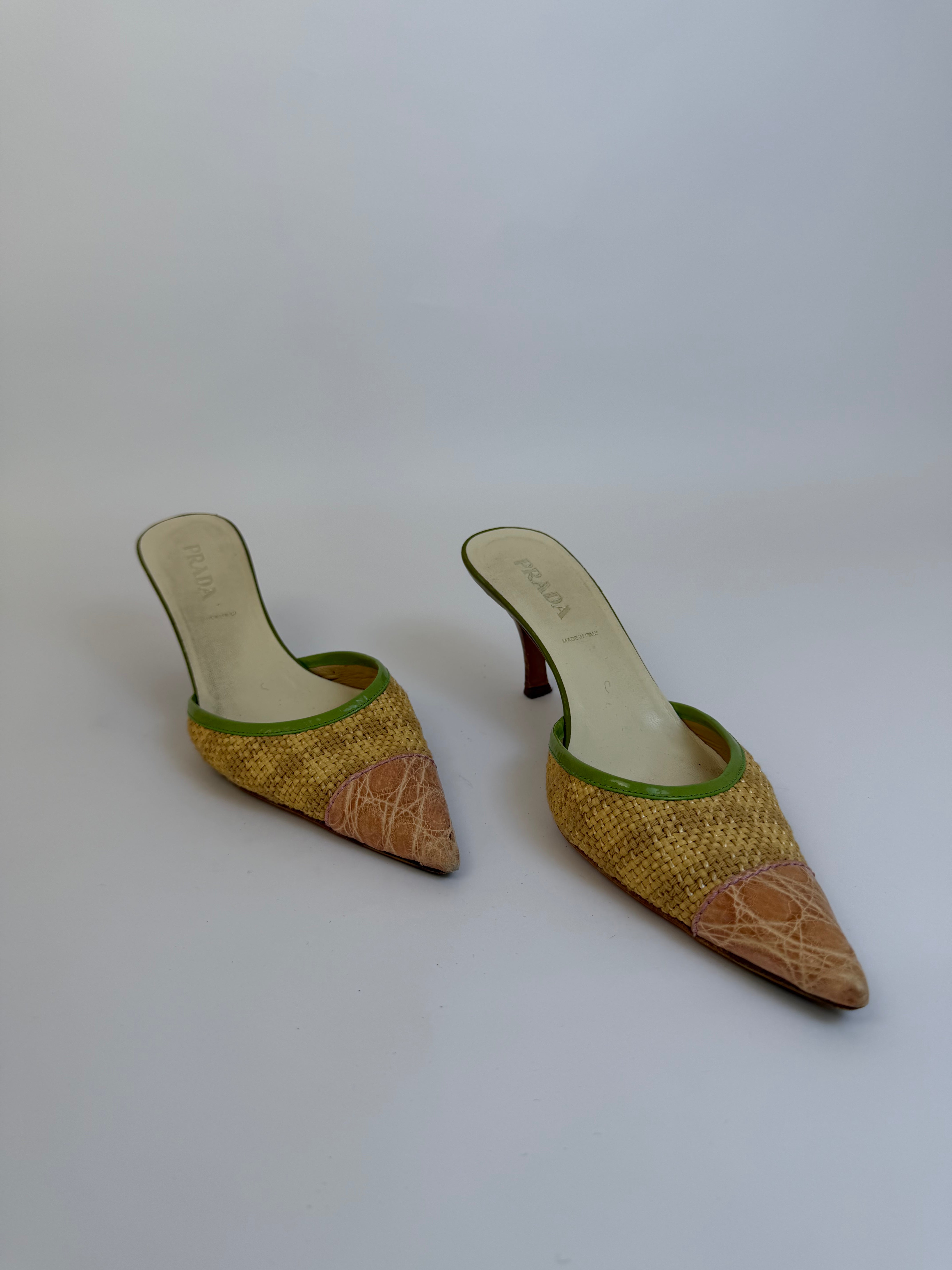 Prada Raffia Mules 36.5