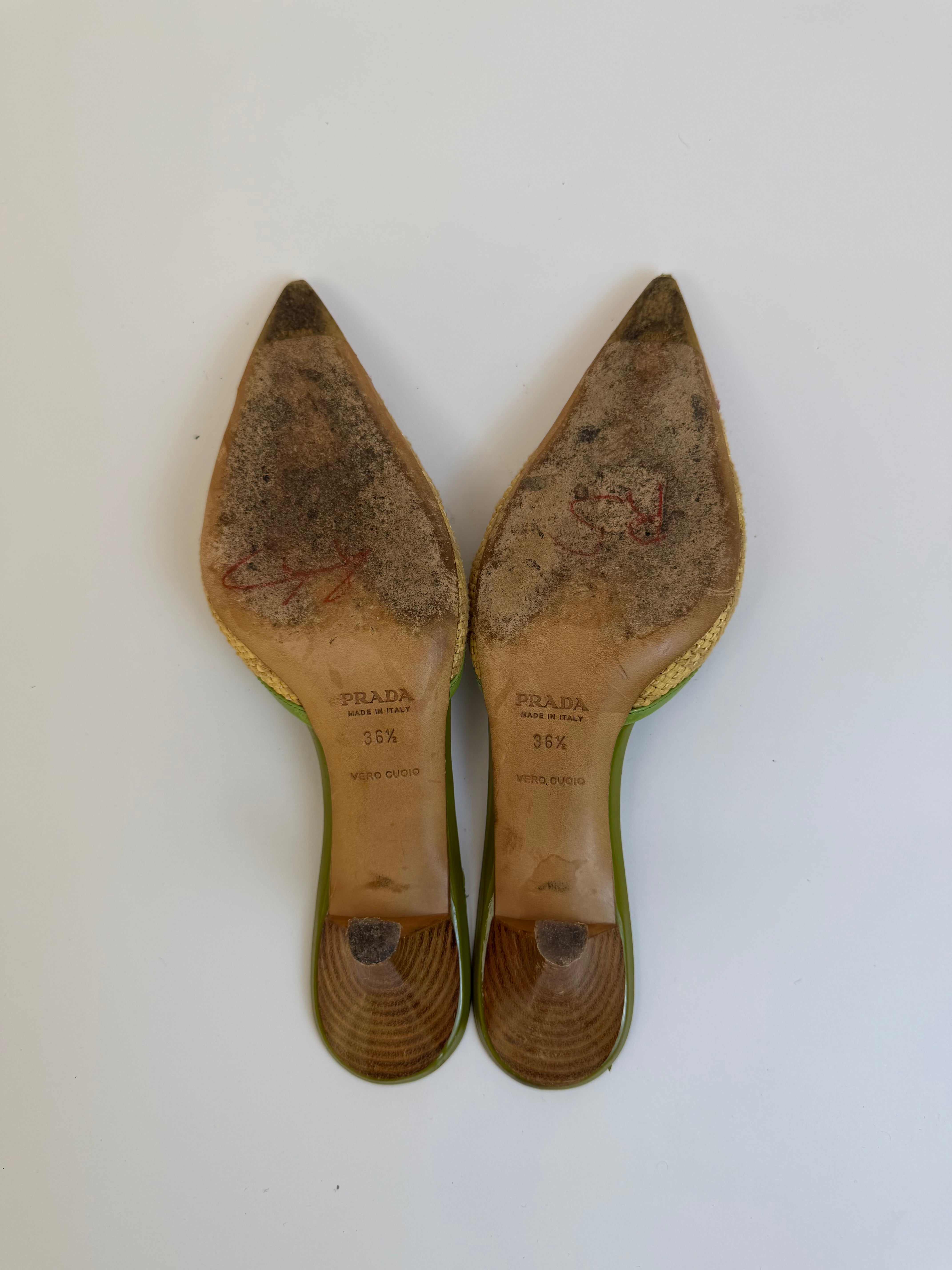 Prada Raffia Mules 36.5