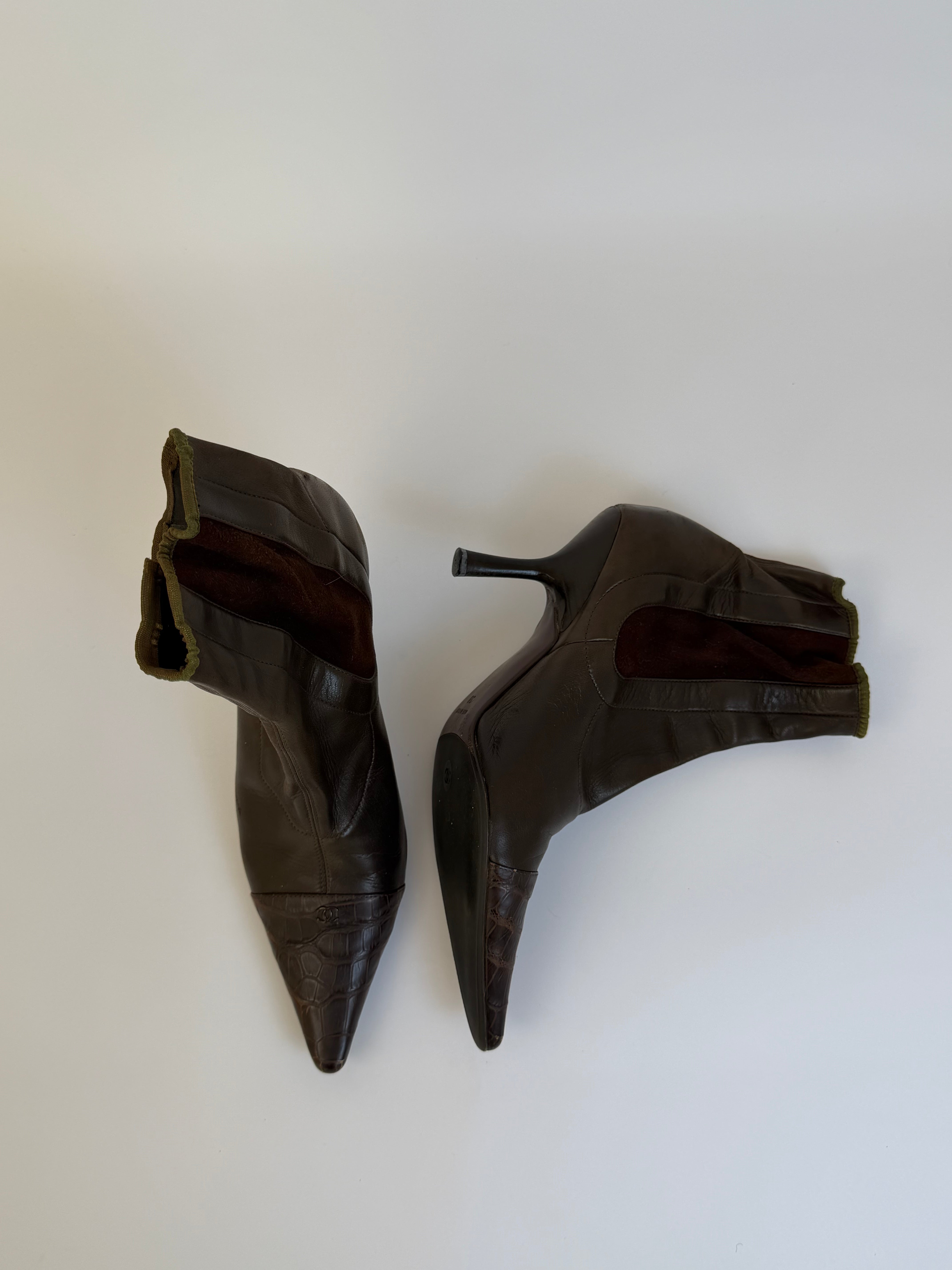 Chanel Vintage Brown Ankle Boots 38