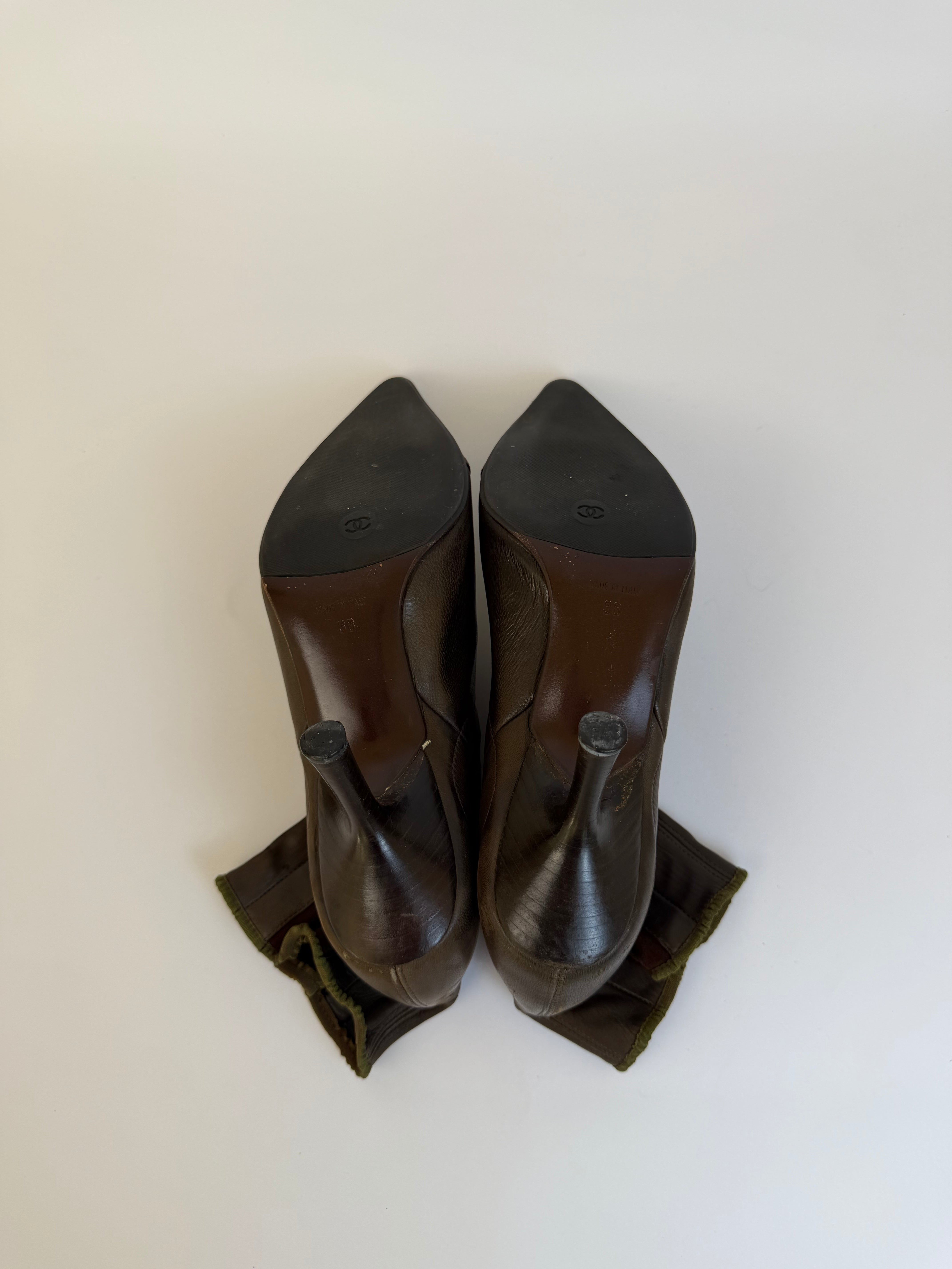 Chanel Vintage Brown Ankle Boots 38
