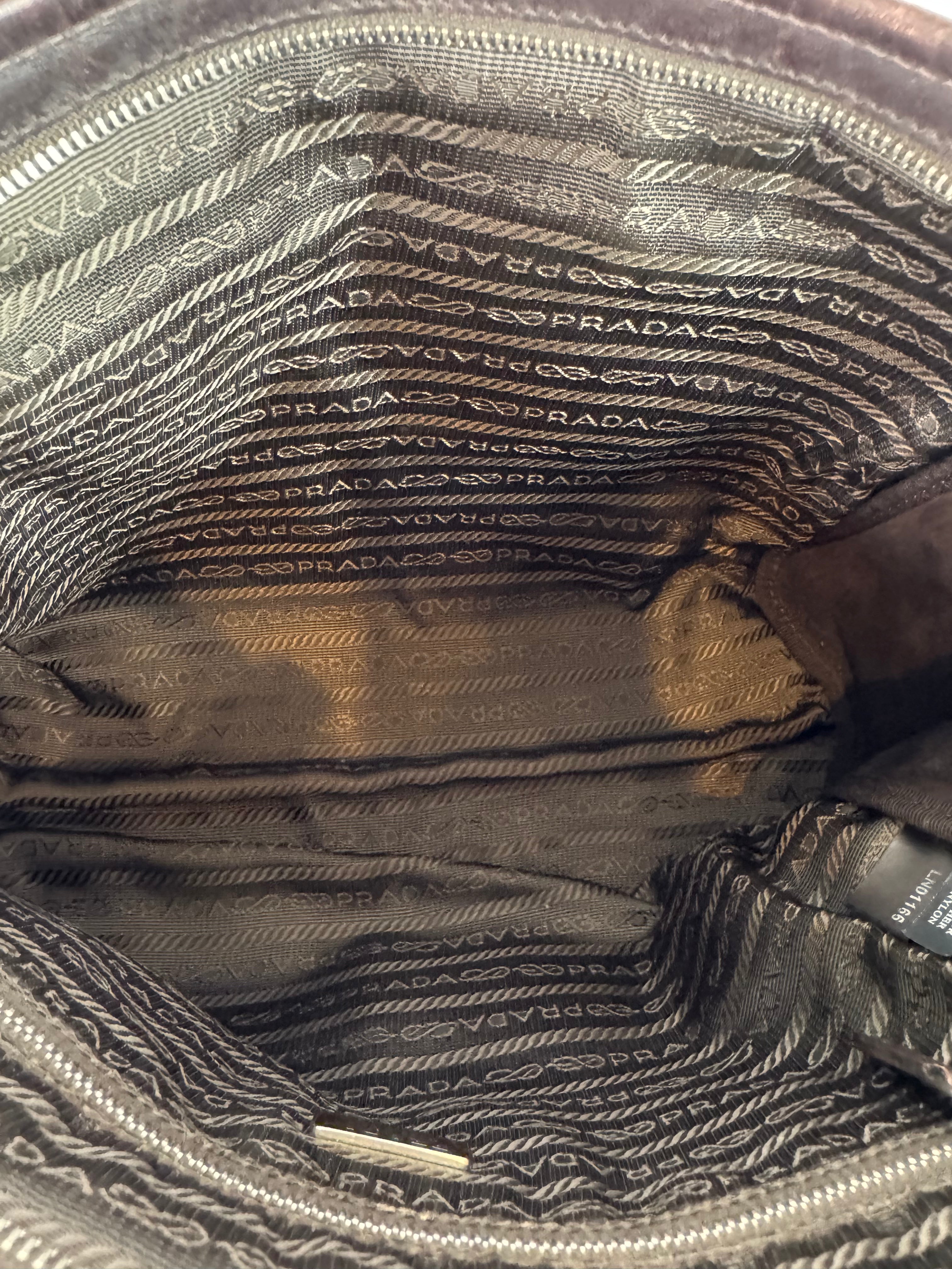 Prada Zebra Hobo Handbag Brown