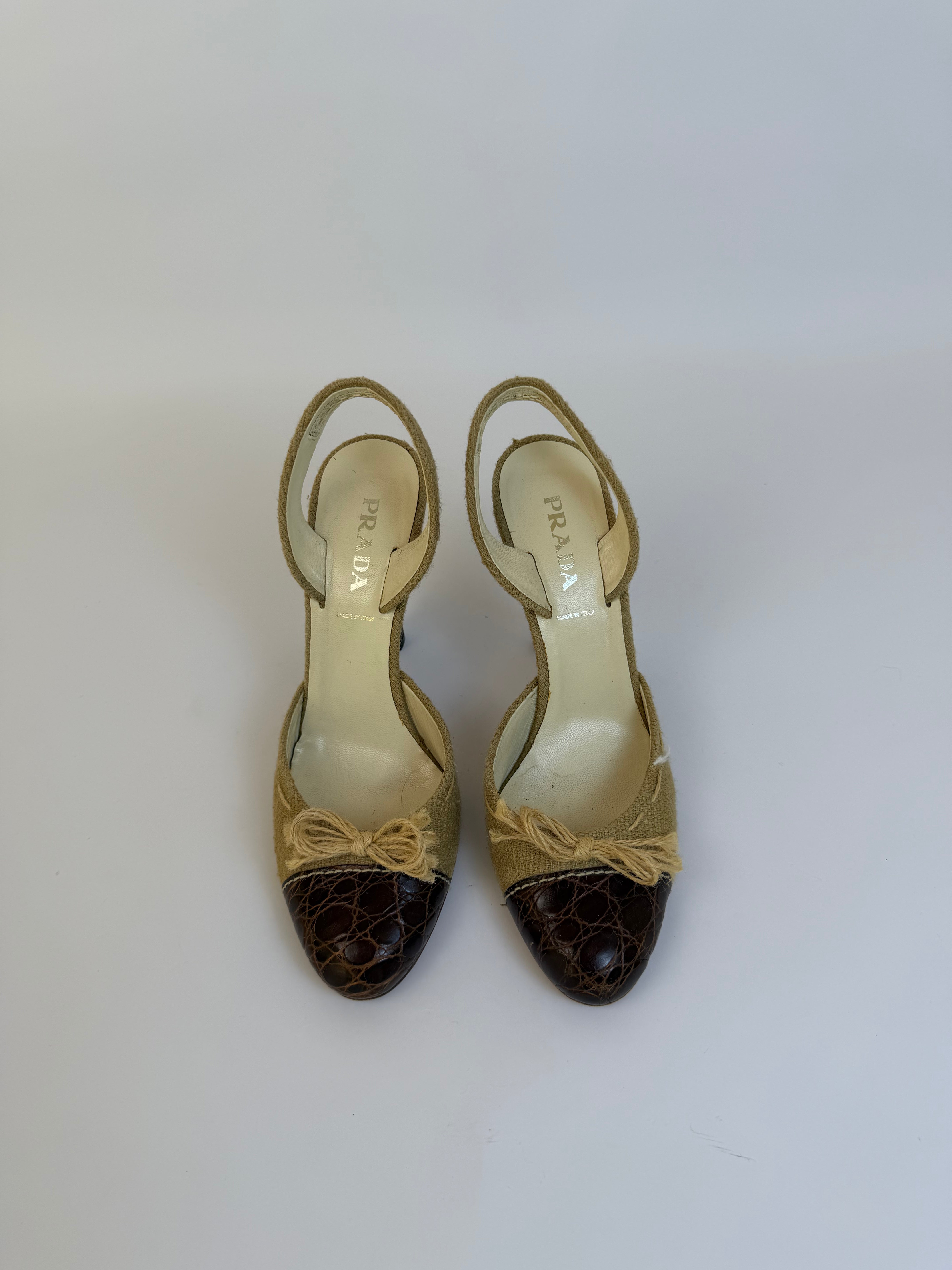 Prada Woven Slingbacks 38