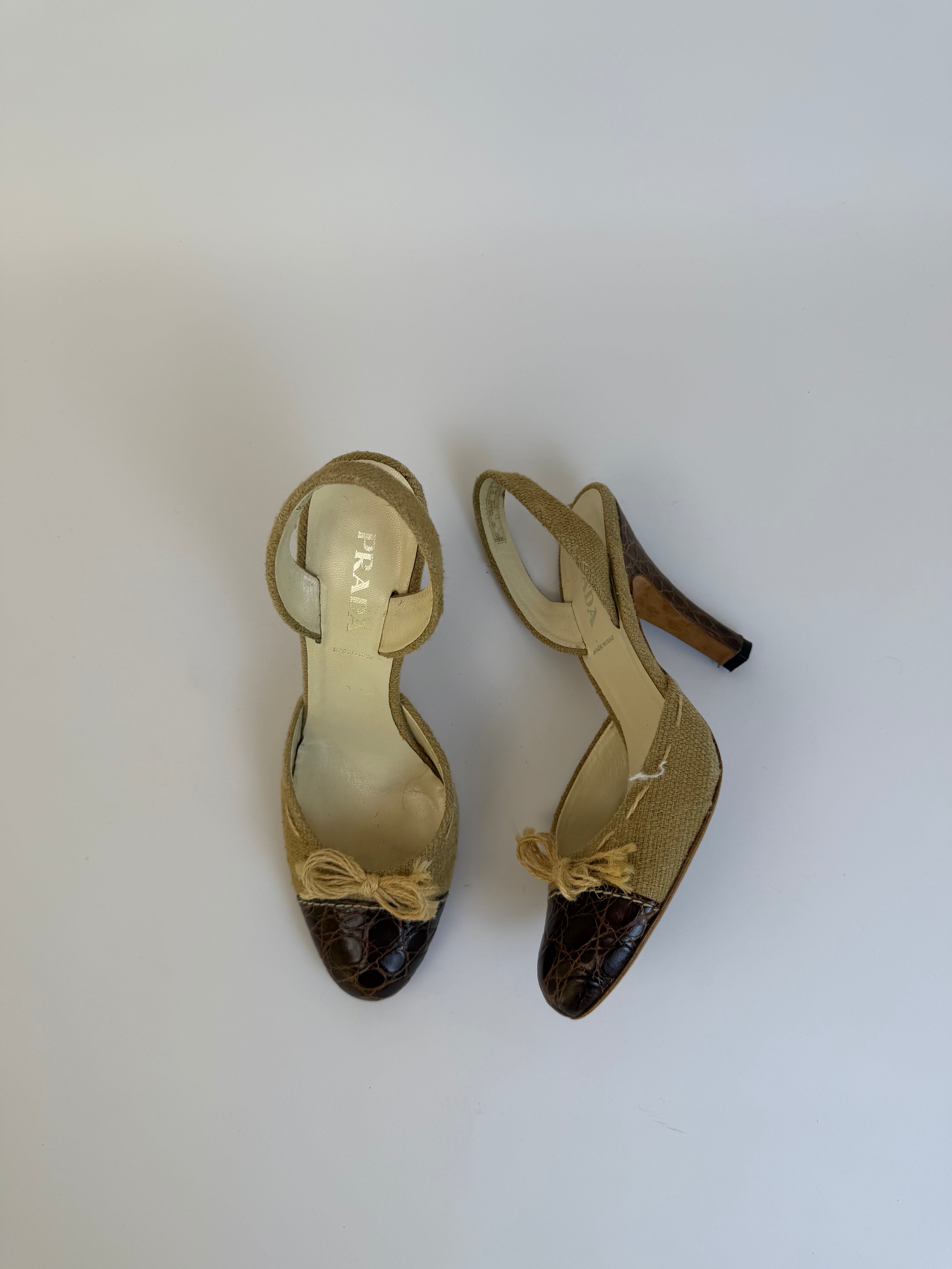 Prada Woven Slingbacks 38