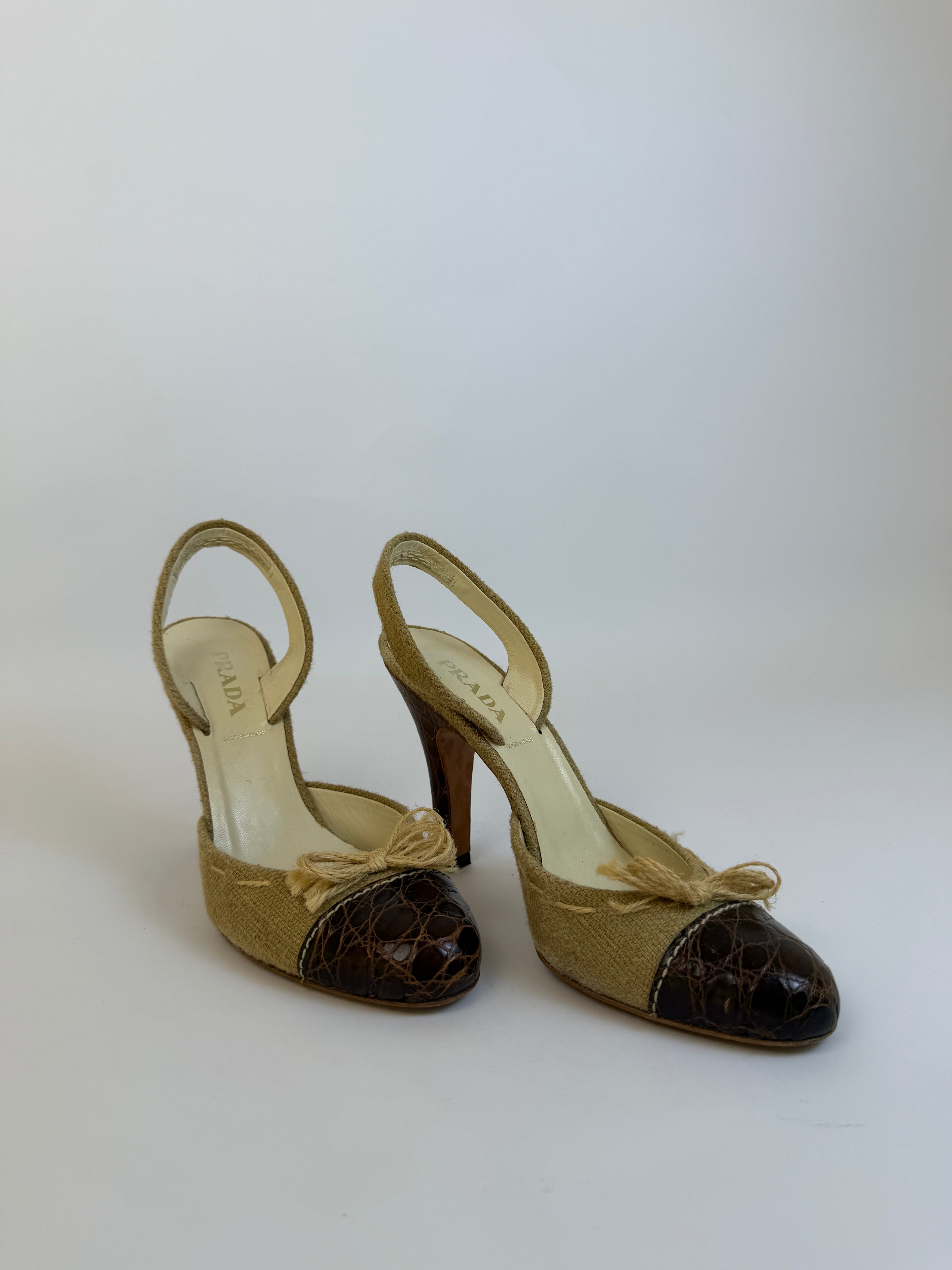 Prada Woven Slingbacks 38